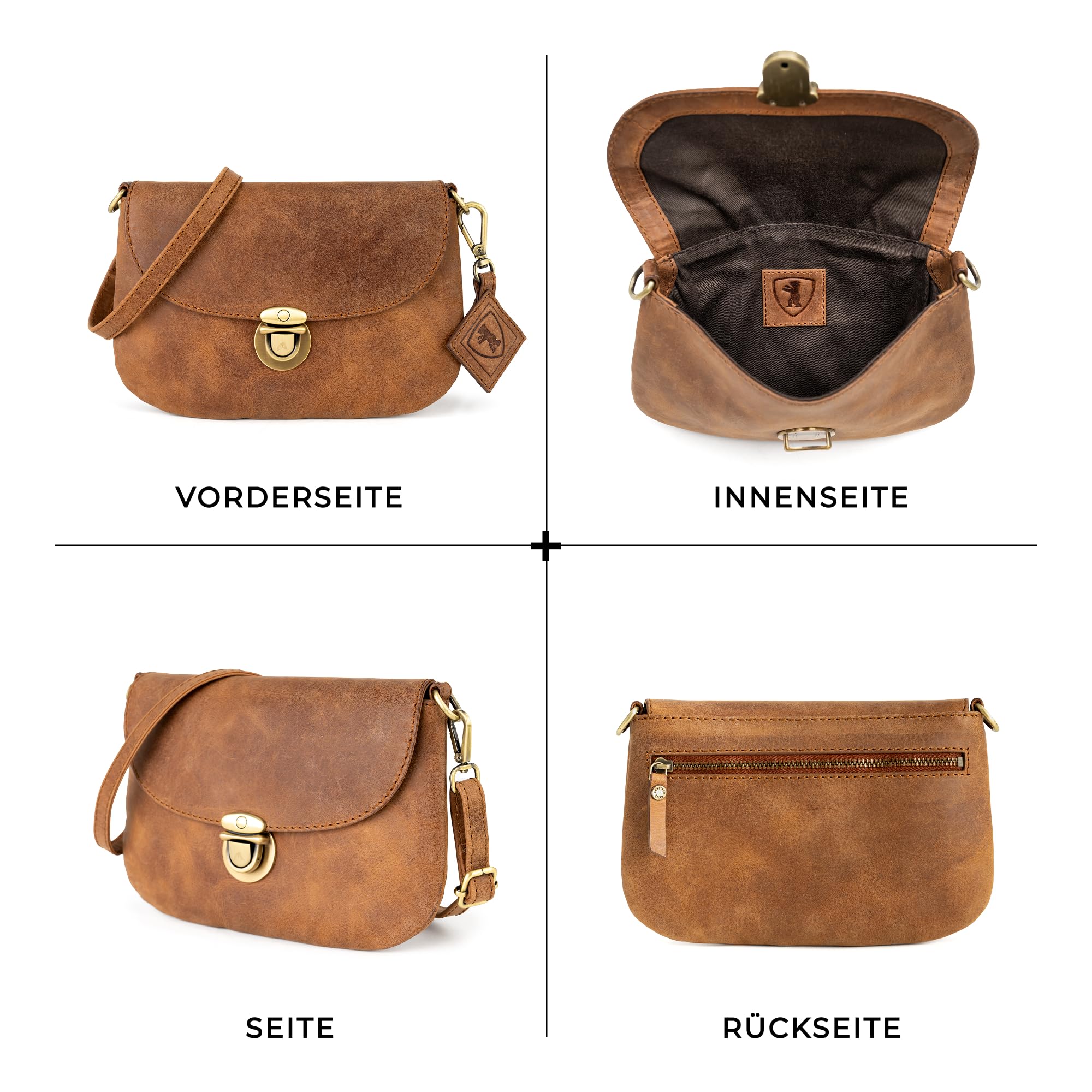 Berliner Bags Handtasche Nina Vintage aus Leder für Damen - Braun