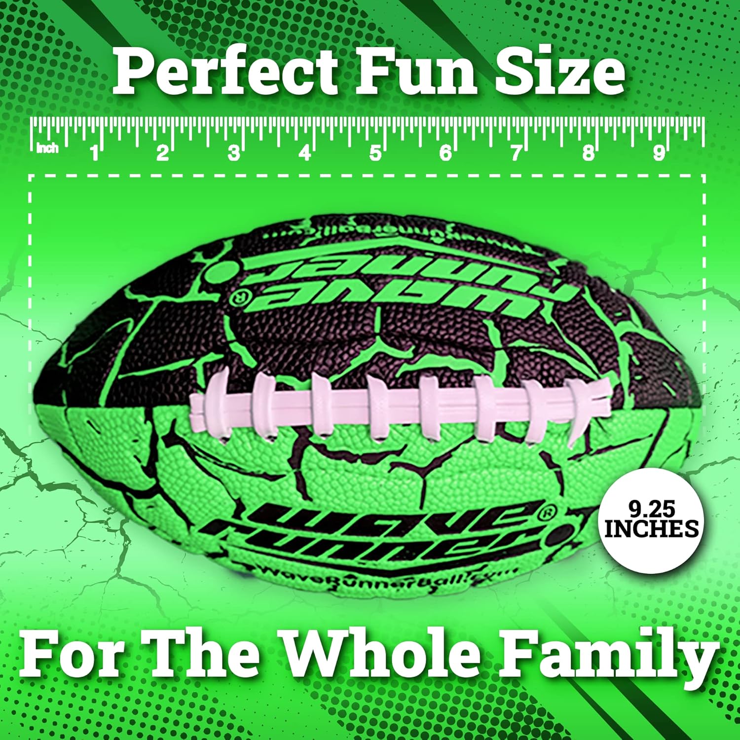 WaveRunner Grip It Waterproof Football- Size 9.25 Inches with Sure-Grip Technology | Let's Play Football in The Water! Extreme Metallic Series (Black/Green) : Toys & Games