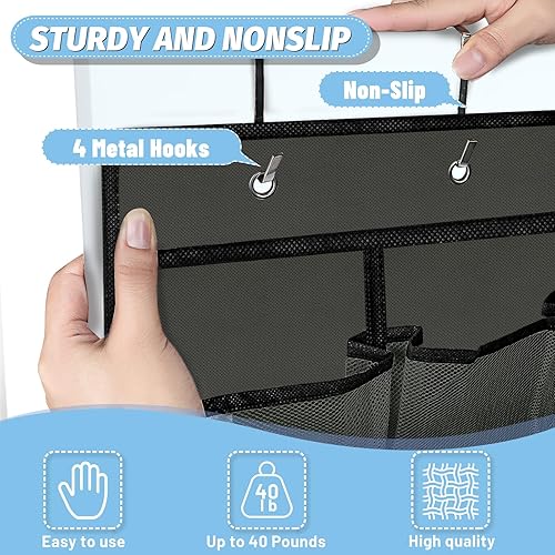 Miniatura 3 de Aheroi Organizador de Zapatos Sobre la Puerta, Organizador de Zapatos de Malla de 35 Bolsillos Colgador de Puerta, Estante Grande Colgante para Gris