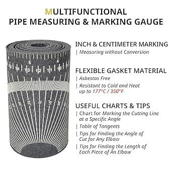 Pipe Measure Tool Wrap Around Tape, Flex Angle Measuring and Marking Gauge for 3 to 10 Diameter