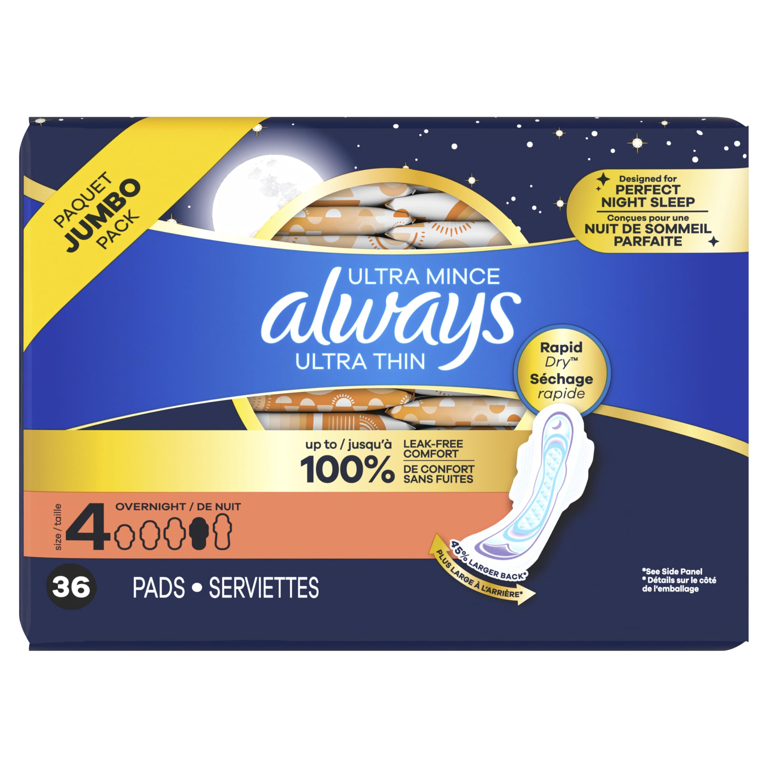Always Ultradünne Übernachtungseinlagen, 36 Karat.