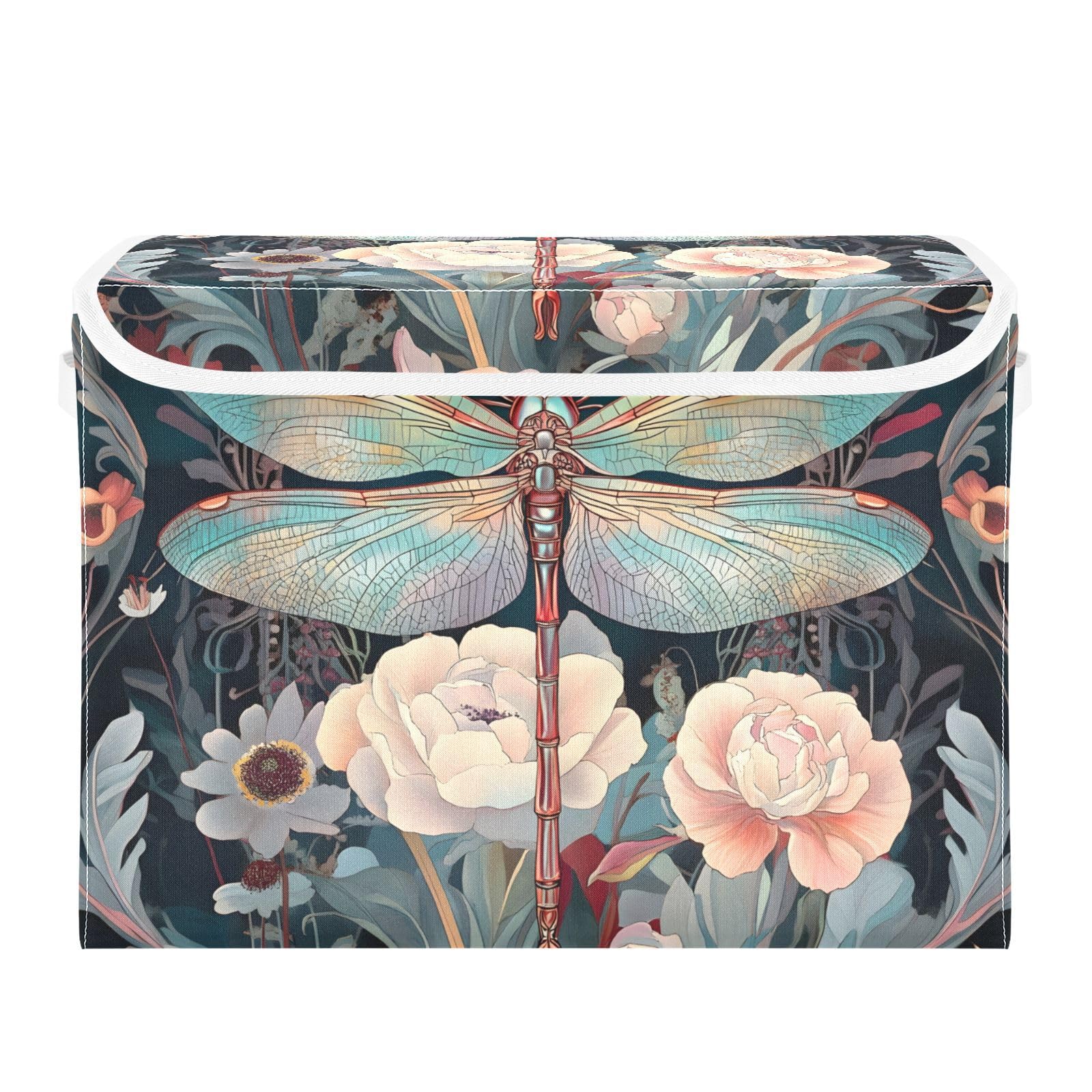 Paniers de rangement pliables style libellule et fleurs aux finitions soignées