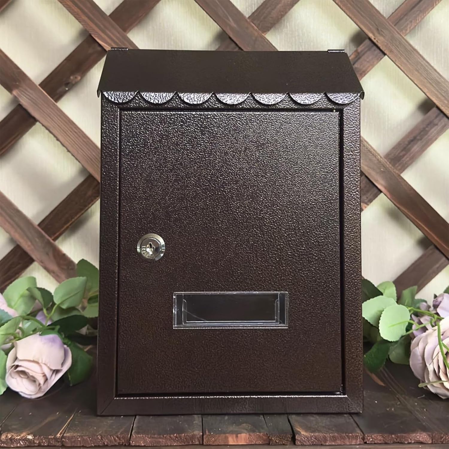 Mailboxes for Outside Wall Mount Large with Key Lock, Metal Locking Mailbox, Residential Mail Box Lock, Cash Drop Box for Living Room, Doorway, Porch, Yard, Garden (Color : Bronze)