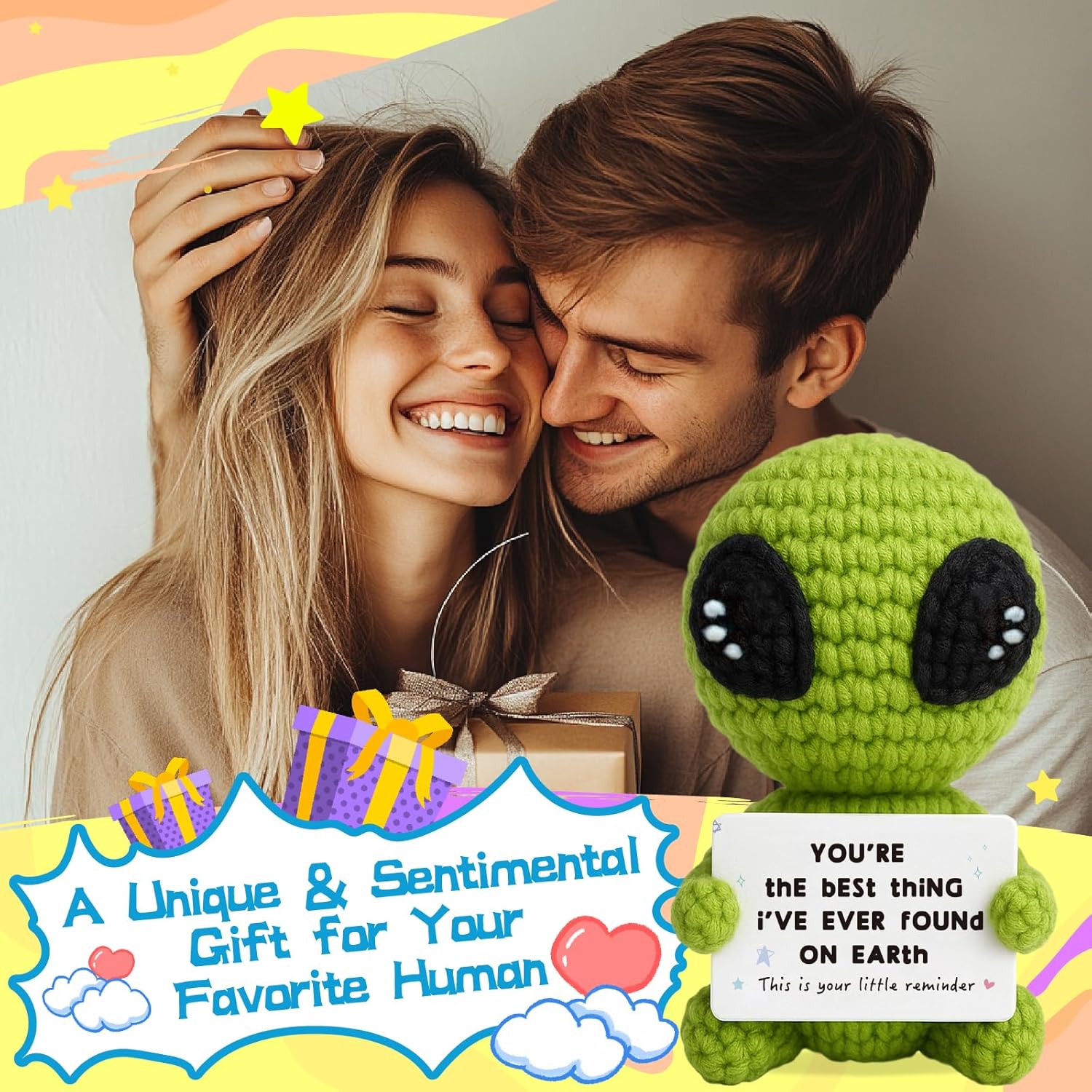 Unique Valentines Gifts for Him Her Boyfriend Girlfriend Crochet Alien Valentines Day Anniversary Birthday Funny Romantic Gifts to My Love Men Women - Image 5