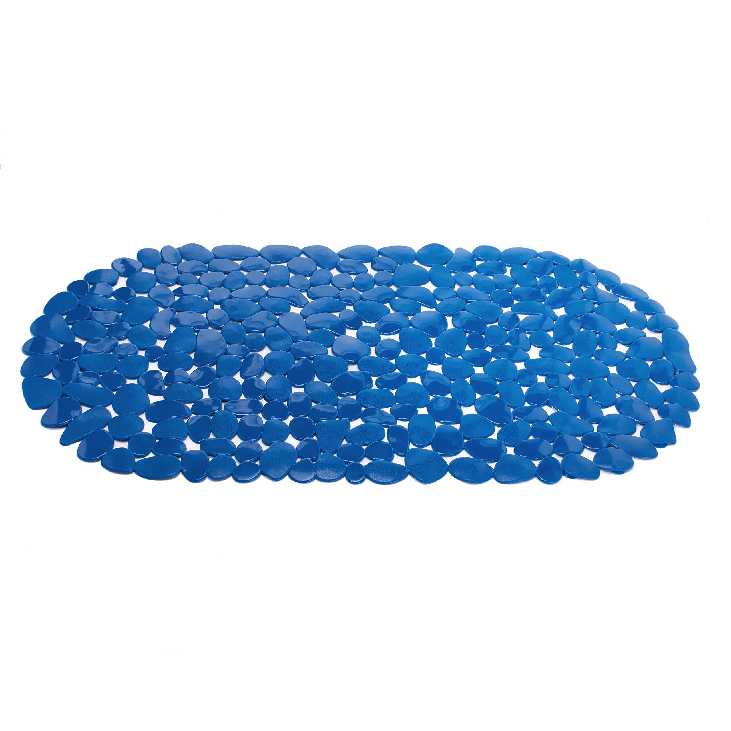 MSV "Pebbles PVC Bath Mat, Dark Blue, 68 x 35 cm
