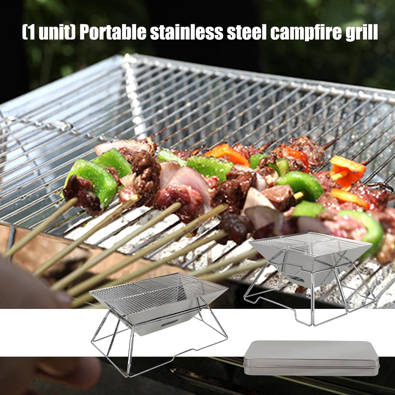 Thin Permanent Rustless Transportable Barbecue Highlighting Collapsing Plan for Camping and Backyard Use Heating Barbecue