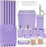 Vista 88 de Bathroom Accessories Set - 25PC Bathroom Sets with Shower Curtain and Rugs, Orange Bathroom Accessories with Trash Can, Soap Dispenser, Soap Dish &