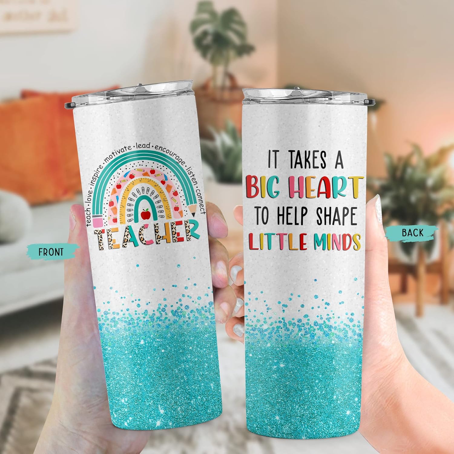 Teacher Gifts for Women - Teacher Valentine Gifts - Teachers Appreciation Gift, Gift Ideas for Teachers Women - 20 Oz Valentines Teaching Skinny Stainless Steel Daycare Tumbler - Image 2