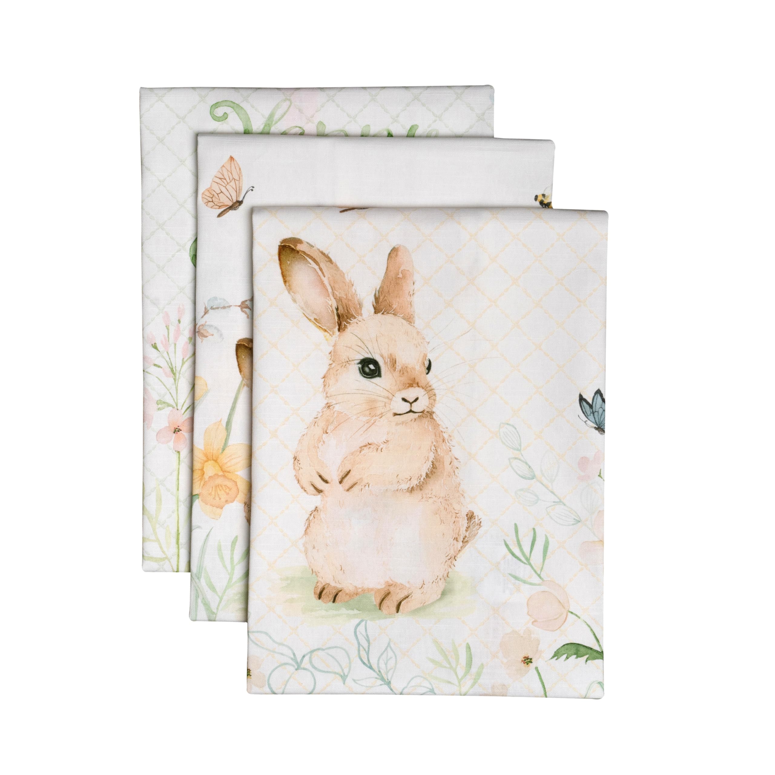 Maison d' Hermine Kitchen Towels Set of 3 100% Cotton 27.50" x 20" Reusable Cloth Tea Dish Towels Absorbent with Hanging Loop for Kitchen, Home, Dining, Cocktail Parties Spring/Summer (Easter Dew)