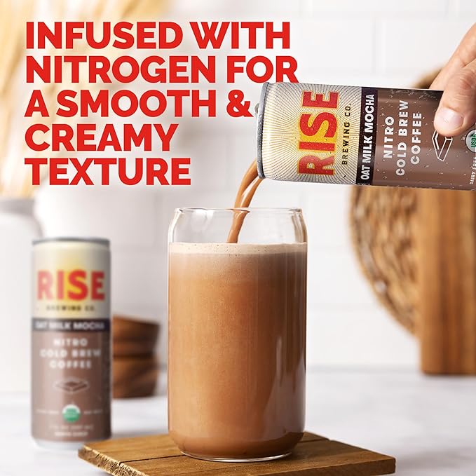 What sets RISE Brewing Co.'s Oat Milk Mocha Nitro Cold Brew Coffee further apart is its vegan certification. Individuals adhering to plant-based diets can now indulge in a rich and creamy coffee experience. The inclusion of oat milk provides a luscious texture, while the infusion of nitro cold brew adds a velvety mouthfeel, making each sip a delightful indulgence.
