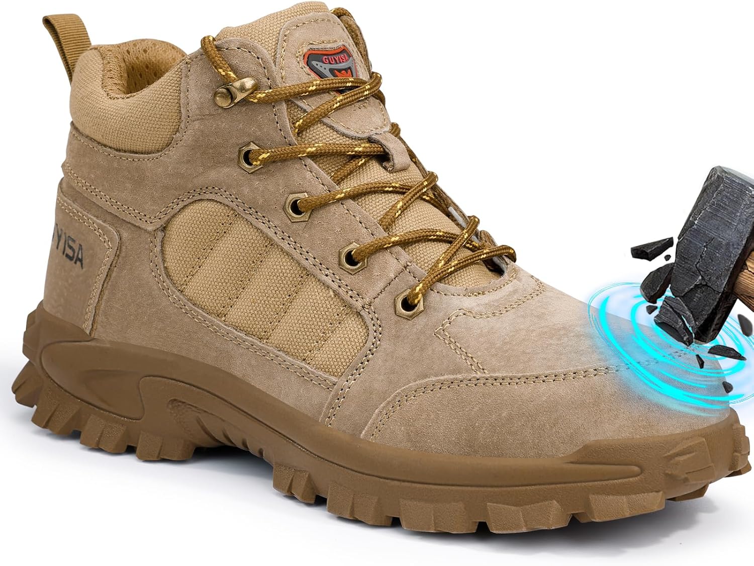 GUSAYEX Steel Toe Boots for Men Puncture Resistant Safety Work Boots with Kevlar Midsole Industrial Lightweight Men's Work & Utility Protective Shoes for Construction Warehouse Factory
