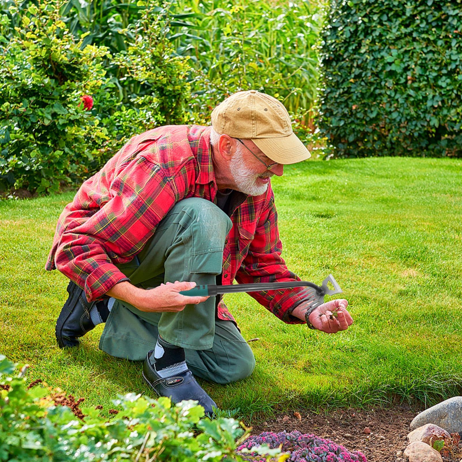 Toddmomy 5pezzi Attrezzo per Giardinaggio Ergonomico Acciaio Estirpatore Erbacce con Punta Curva e Manico Antiscivolo per Rimozione delle Erbacce nel Giardino