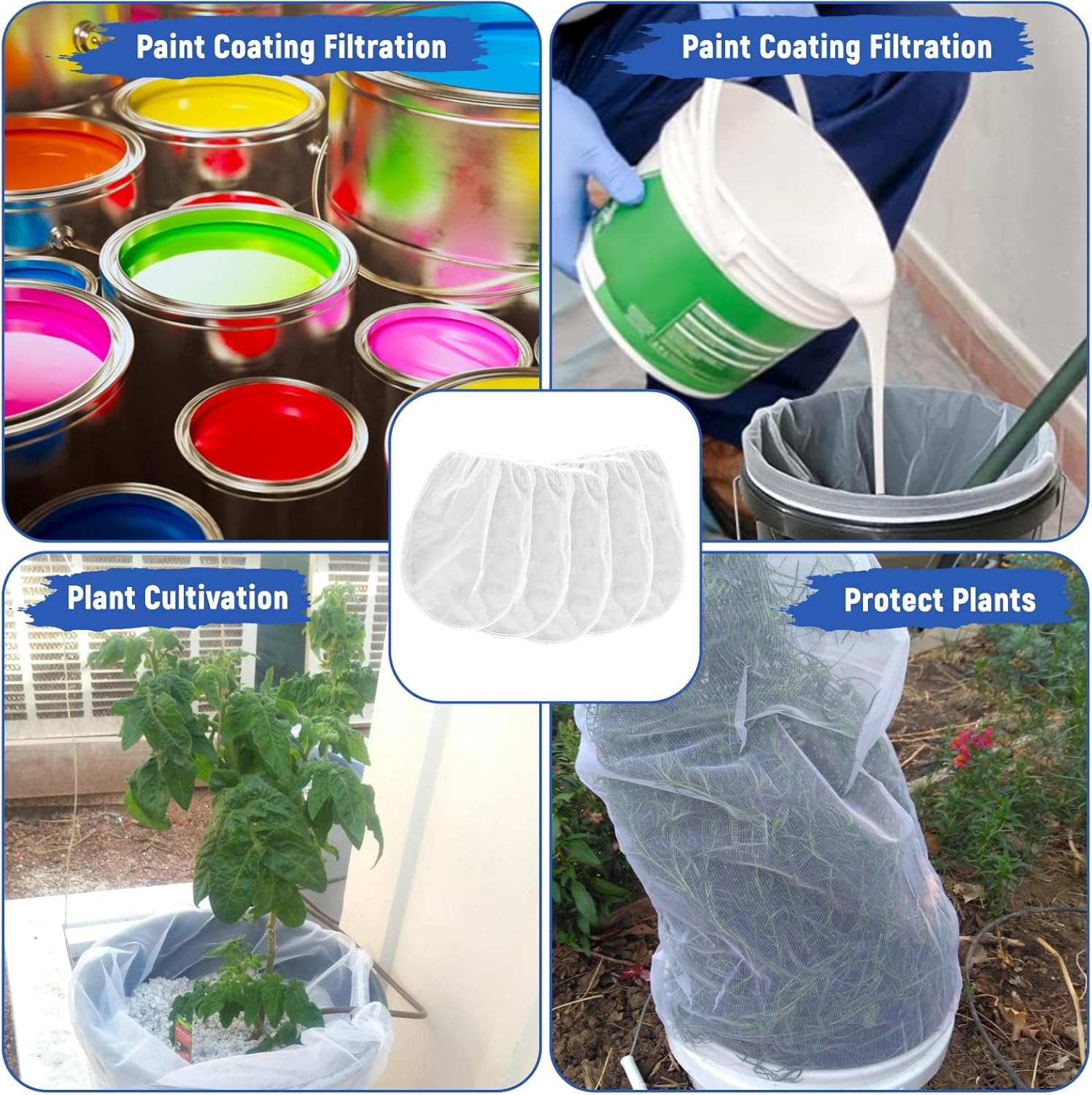 Paint Strainer Bags - 60 Pack Fine Mesh Filter -6