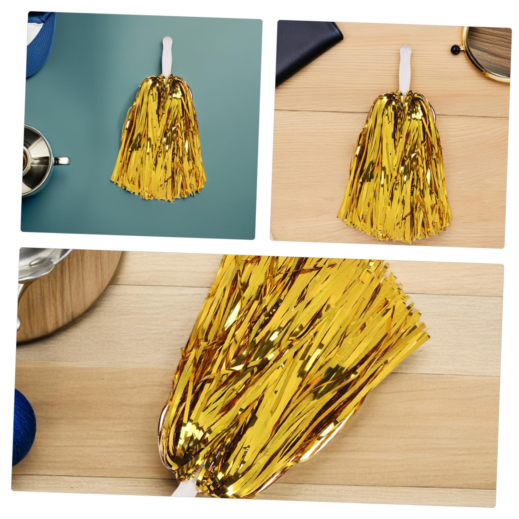UPKOCH Pompons de Pom-Pom Girl Métalliques avec Poignée 24 Pièces
