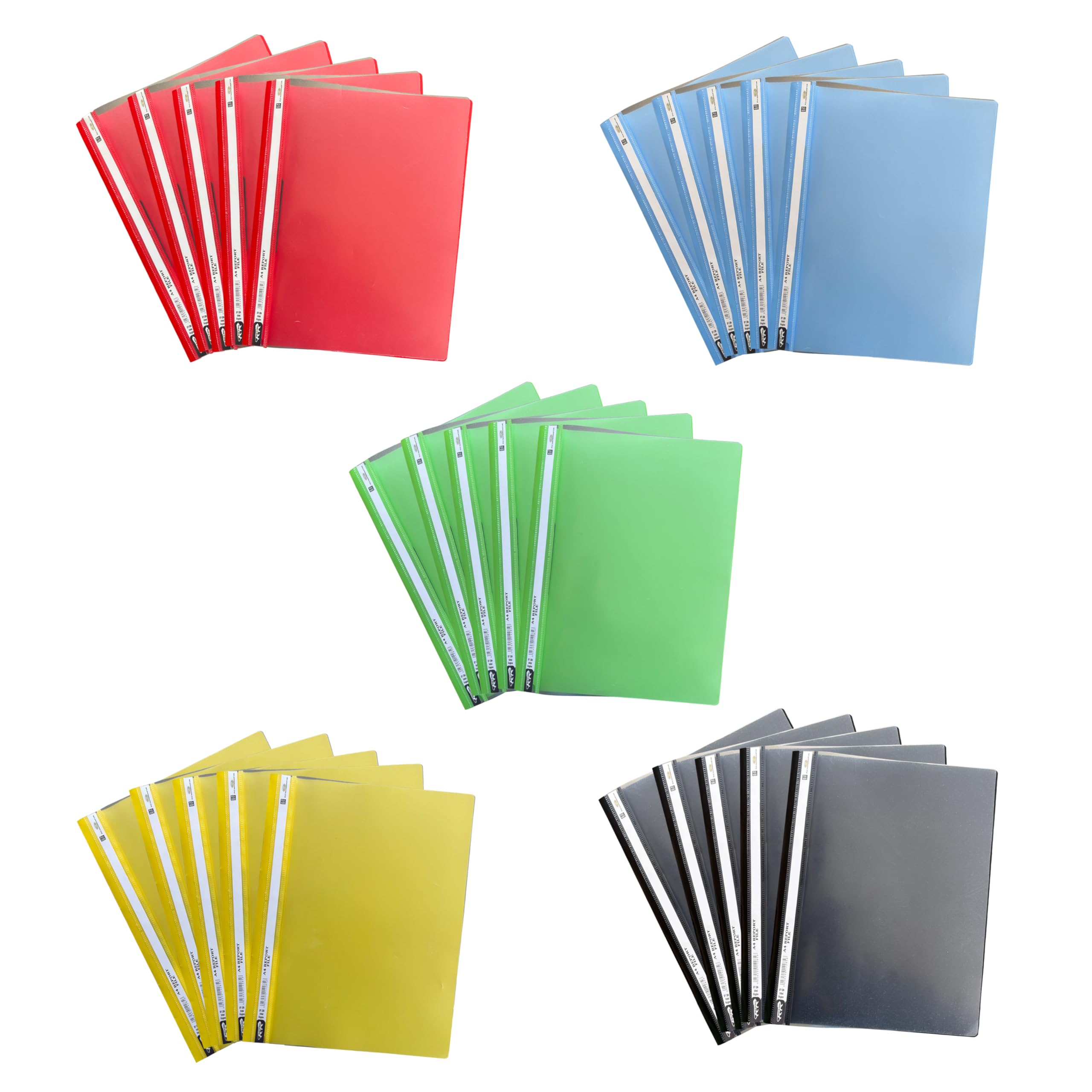 Eason Bros - 25 Pcs A4 Multicolour Project Folders -Colourful Plastic Display Folder Presentation Report Files with Clear Cover, Waterproof Document Organiser for School Office Home & Business (Set 2)