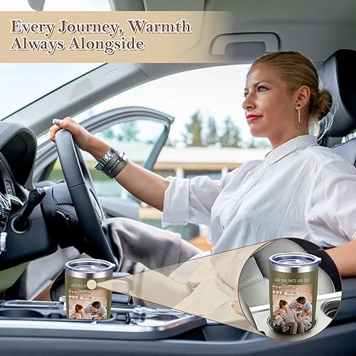 Miniatura 5 de Vaso de café personalizado de acero inoxidable, botella de agua personalizada de 20 onzas, vasos aislados con tapas y pajitas, imagen de logotipo