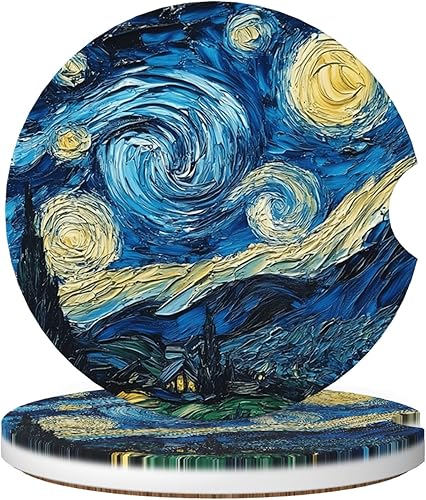 Posavasos absorbentes para portavasos de automóvil, paquete de 2 posavasos universales antideslizantes de cerámica para mujeres y hombres de 2.56