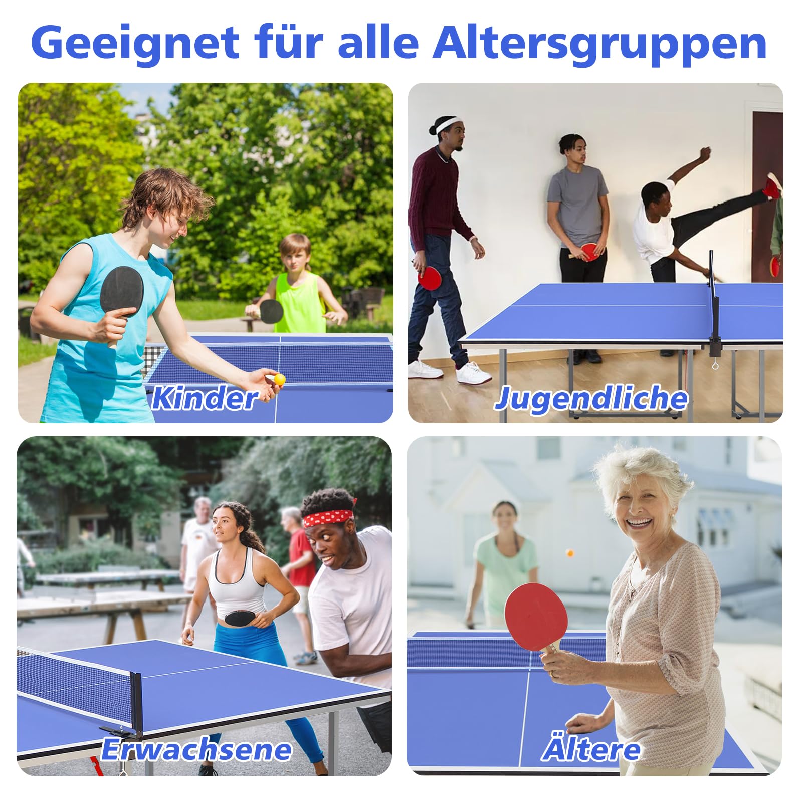 Table de ping-pong pliable, 182 cm x 91 cm, taille moyenne, set de table multifonction, avec filet, 2 raquettes de tennis de table et 3 balles