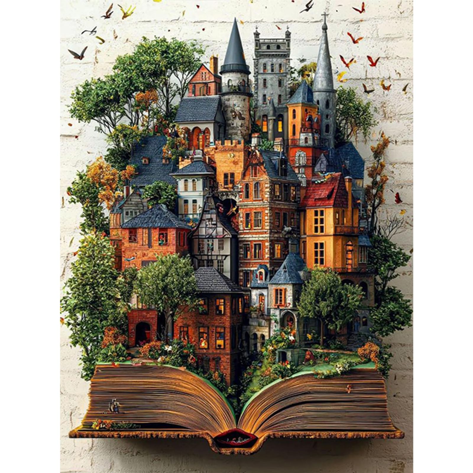 RICUVED Magic Book Diamond Art Kits,5D House Diamond Painting Kits for Adults,Full Drill Diamond Painting Kits for Beginners Crystal Picture Art for Home Decor 11.8x15.7 Inch