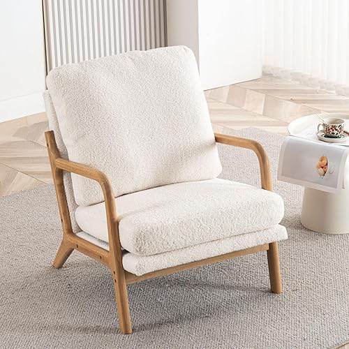 Sillas decorativas modernas de mediados de siglo para sala de estar, silla cómoda de 23 pulgadas de ancho para dormitorio, sillas de lectura