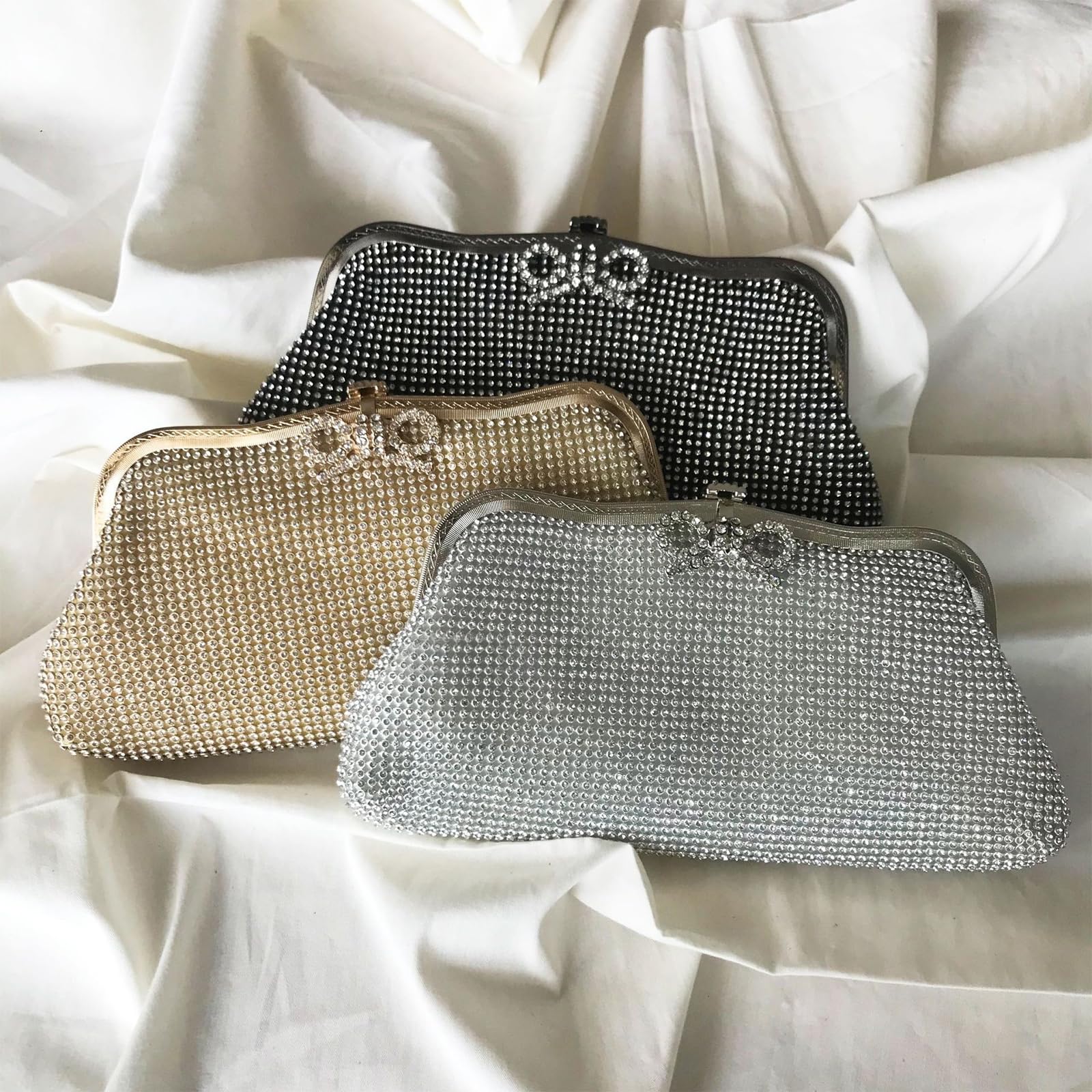 CORIOS Borsetta da Sera da Donna Borsa Scintillante Strass Clutch Pochette Piccolo con Catena Formale Borsa a Spalla Elegante Cocktail Festa Cerimonia Ballo Borsa a Tracolla
