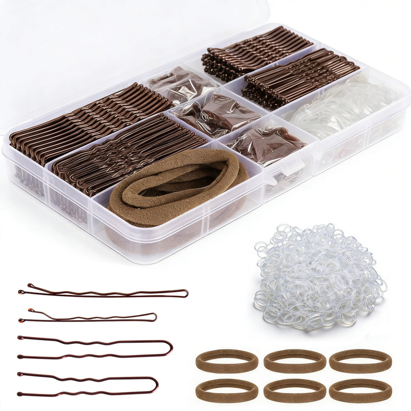 406 Pz Forcine per Capelli Donna, Piccole Fermagli per Capelli, Accessori per Capellio, Fermaglio per styling, con Elastico per Capellio