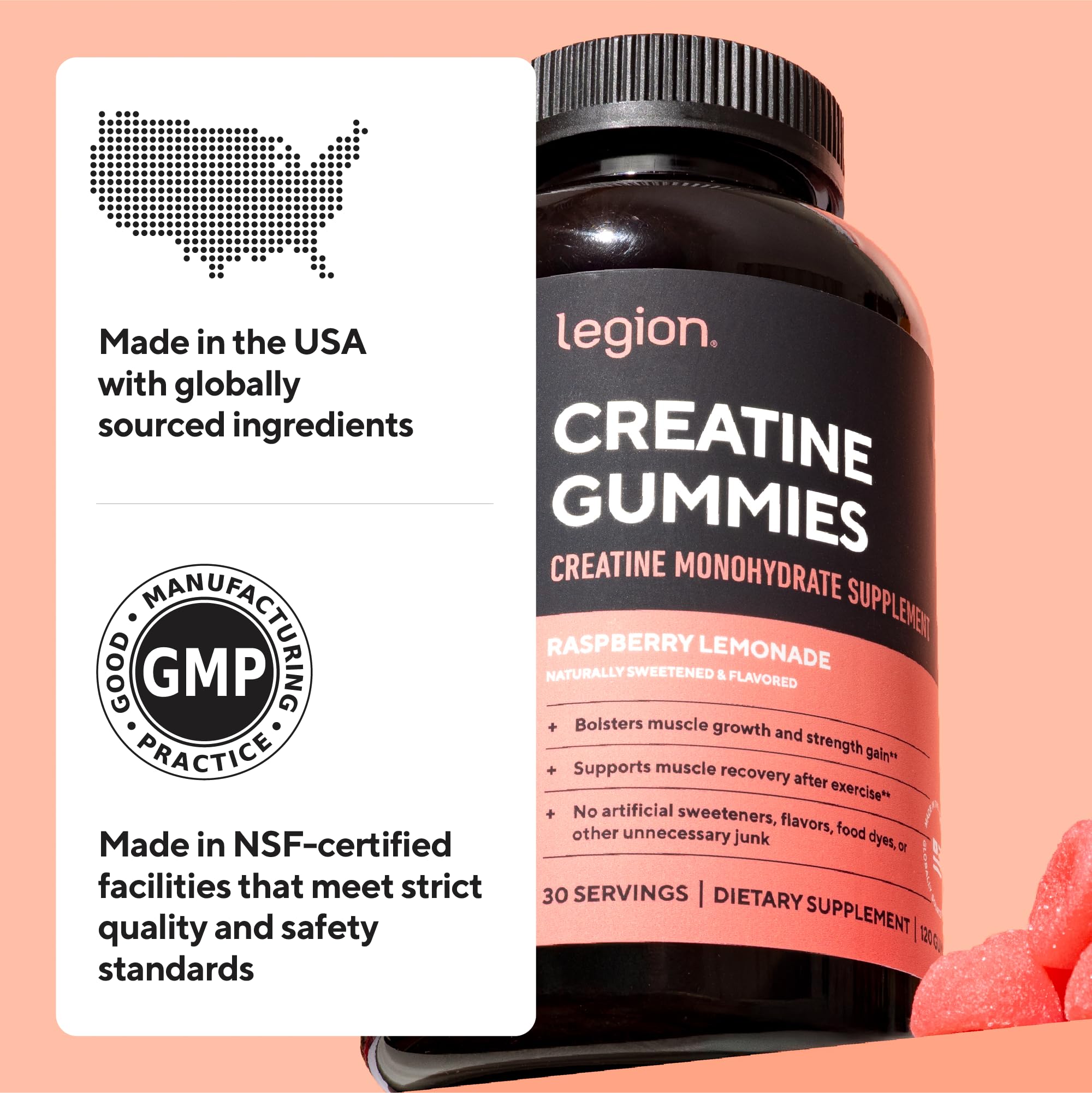 LEGION Creatine Gummies for Men & Women, 5g Monohydrate, Sour Peach — Amazon image 7