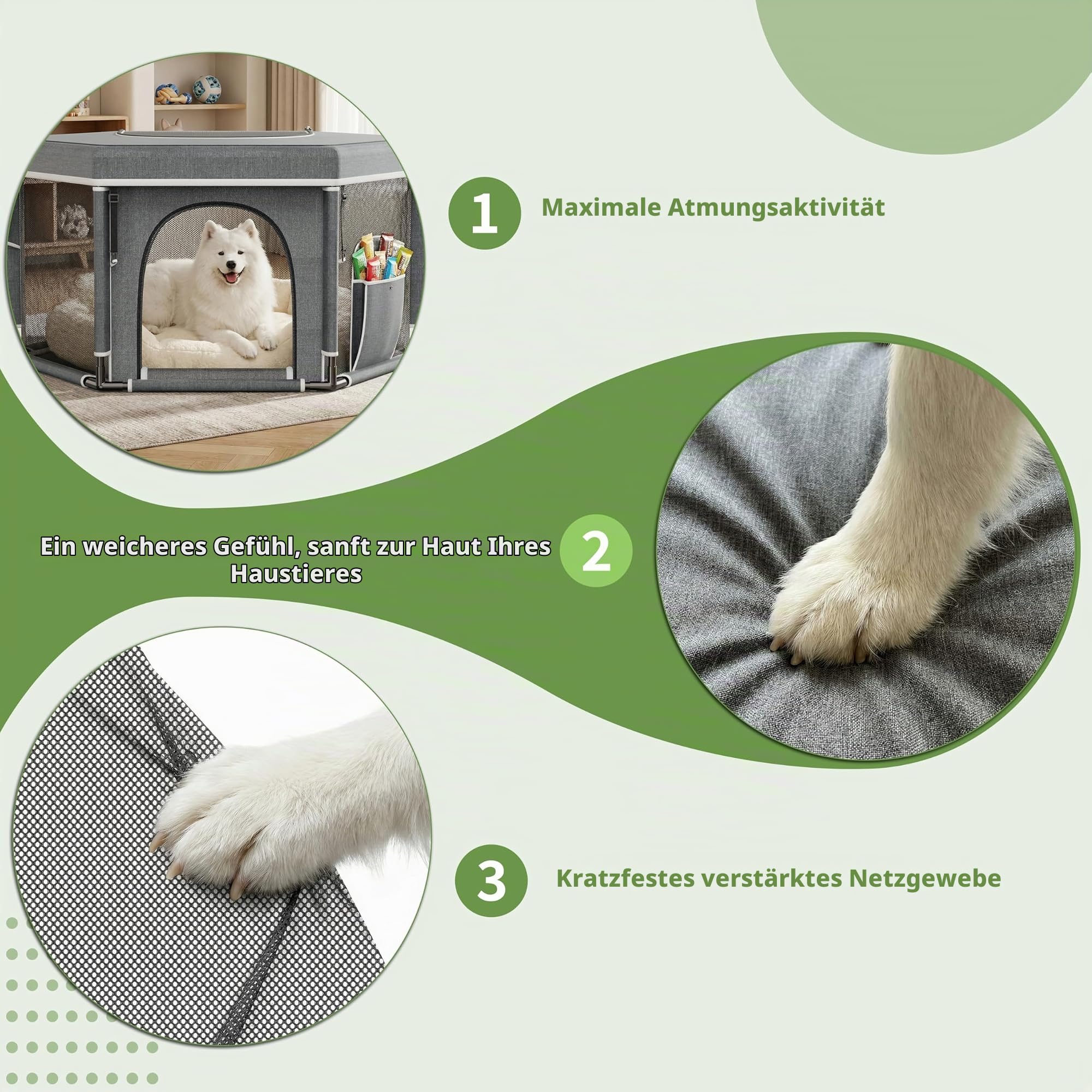 Sechseckige Welpenkiste für extra hohe Hundewelpen, Laufstall für große und kleine Rassen, unverzichtbares Welpen-Zubehör für Hunde, 120 x 62 cm