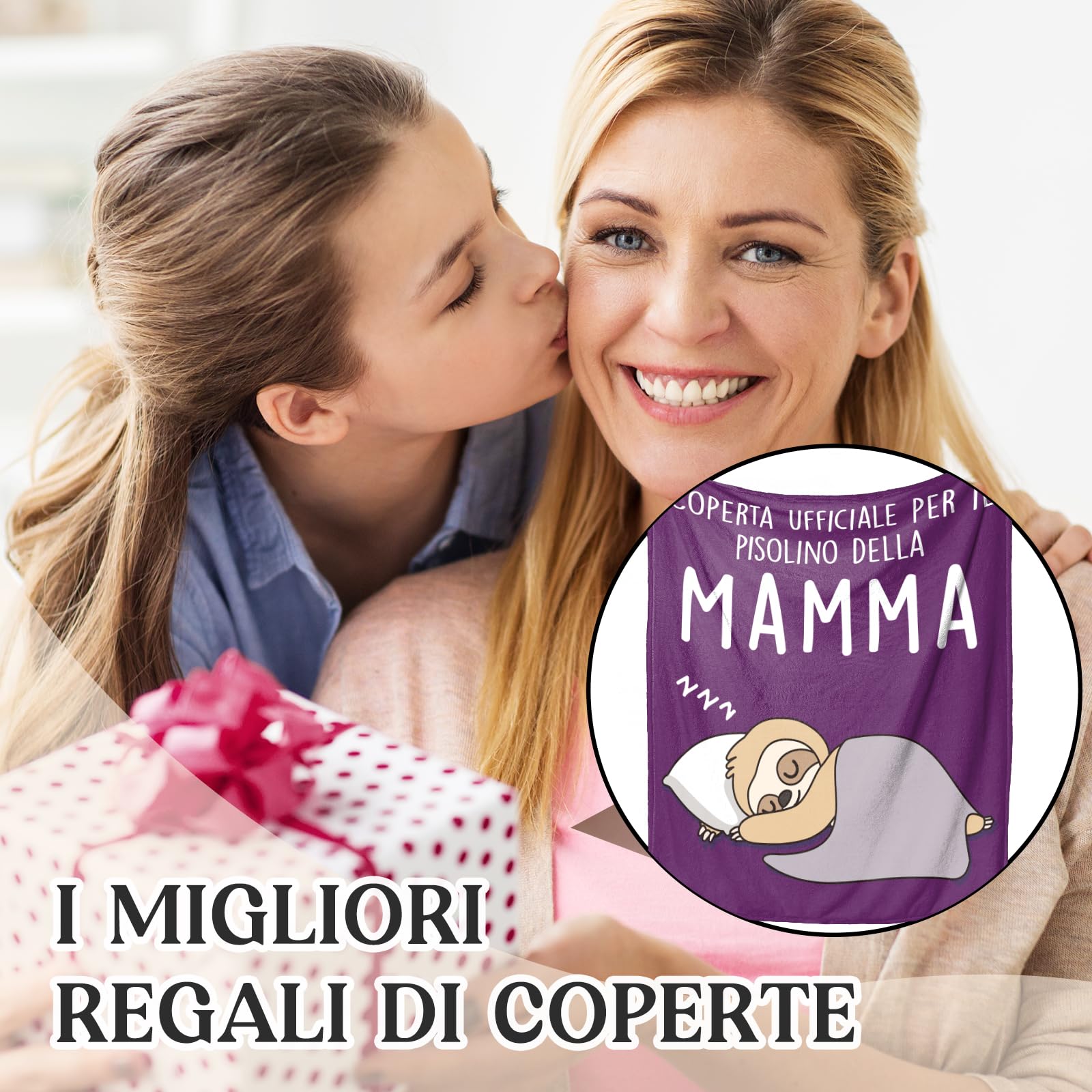 Coperta Morbida Per Mamma | Regalo Di Compleanno Personalizzato | Plaid In Flanella Con Frasi D'Amore Per La Festa Della Mamma