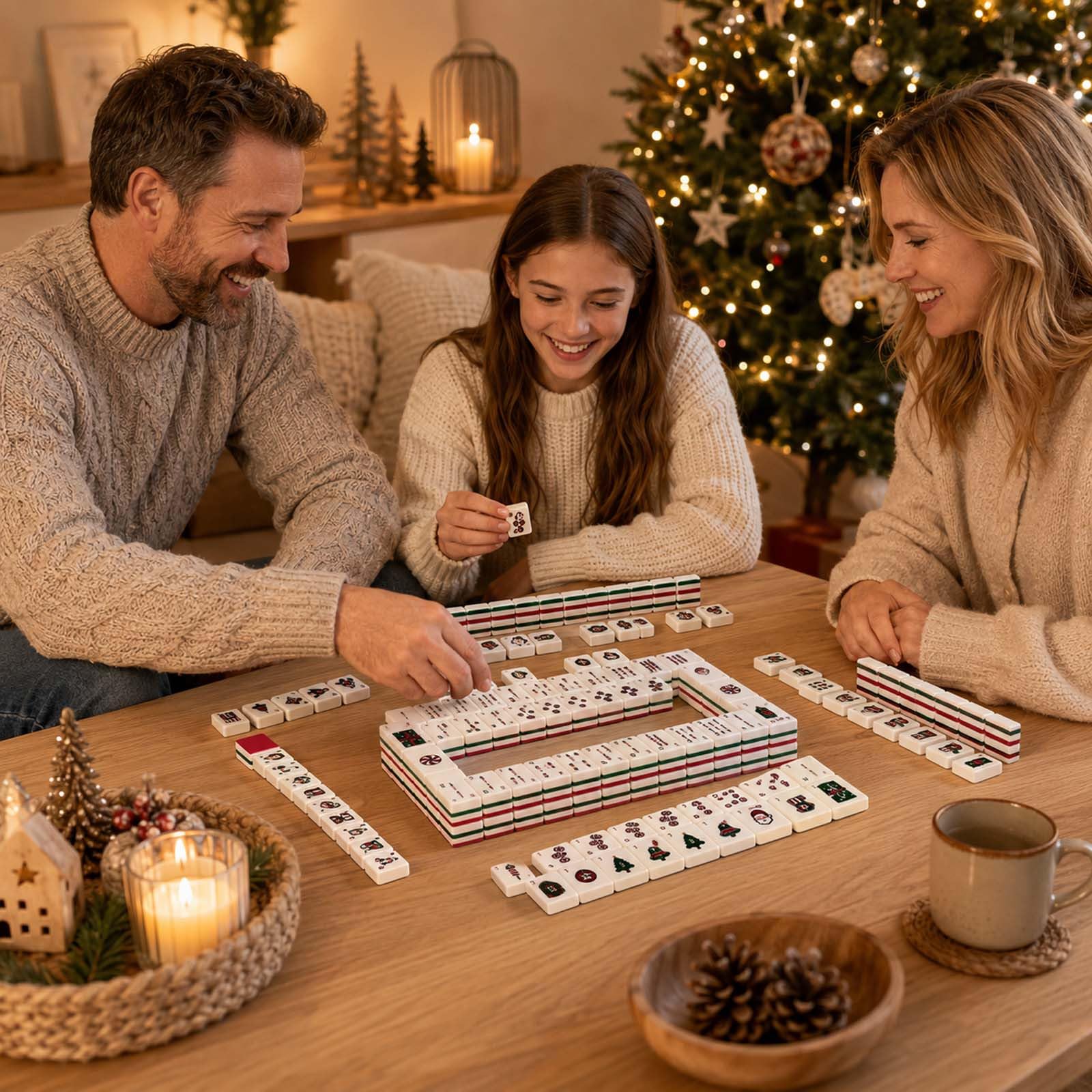 Christmas American Mahjong Set, 160 Acryl Mahjongsteine mit Gravur