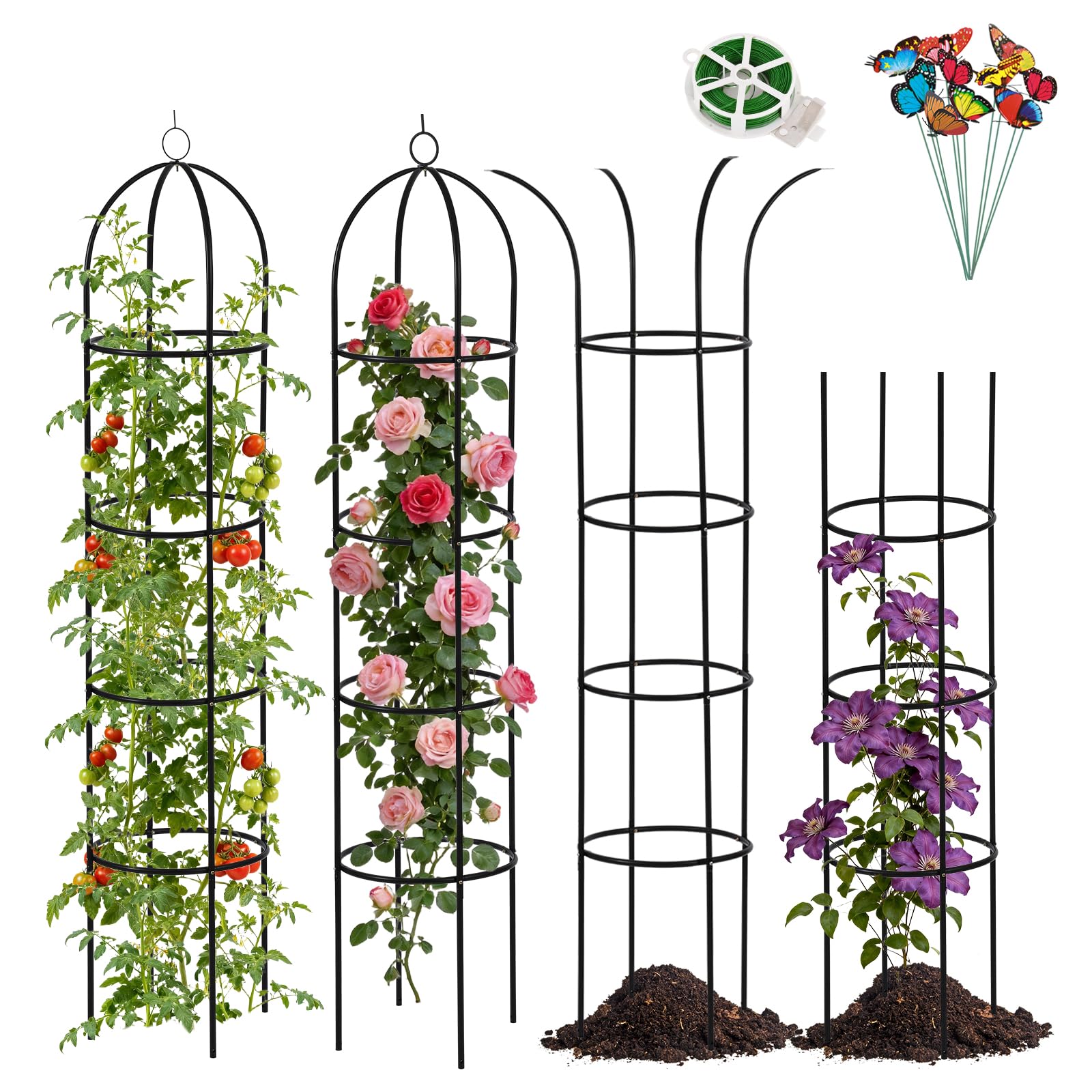 Photo 1 of 100% Metal 2pc Obelisk Garden Trellis 6.6 Feet Tall Sturdy Plant Support