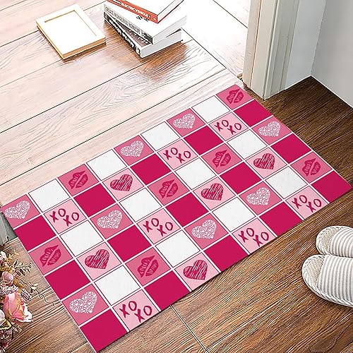 Tapete para puerta de entrada interior tapete para puerta delantera y trasera del día de San Valentín 16 x 24 pulgadas parte trasera de goma