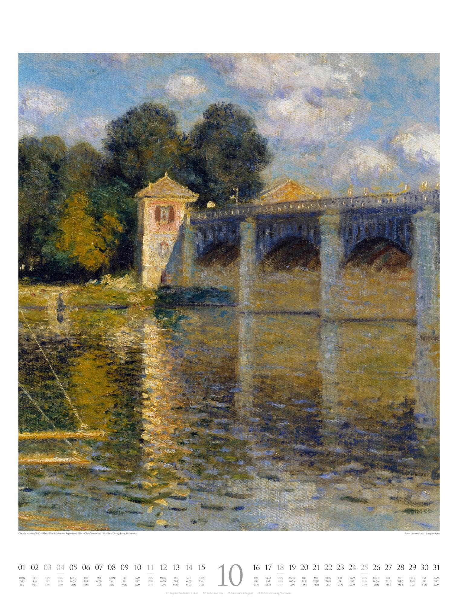 Claude Monet Kalender 2026 | Wasser und Licht | Stilvoller Kunst-Kalender im großen Hochformat (50x66 cm) | Impressionismus