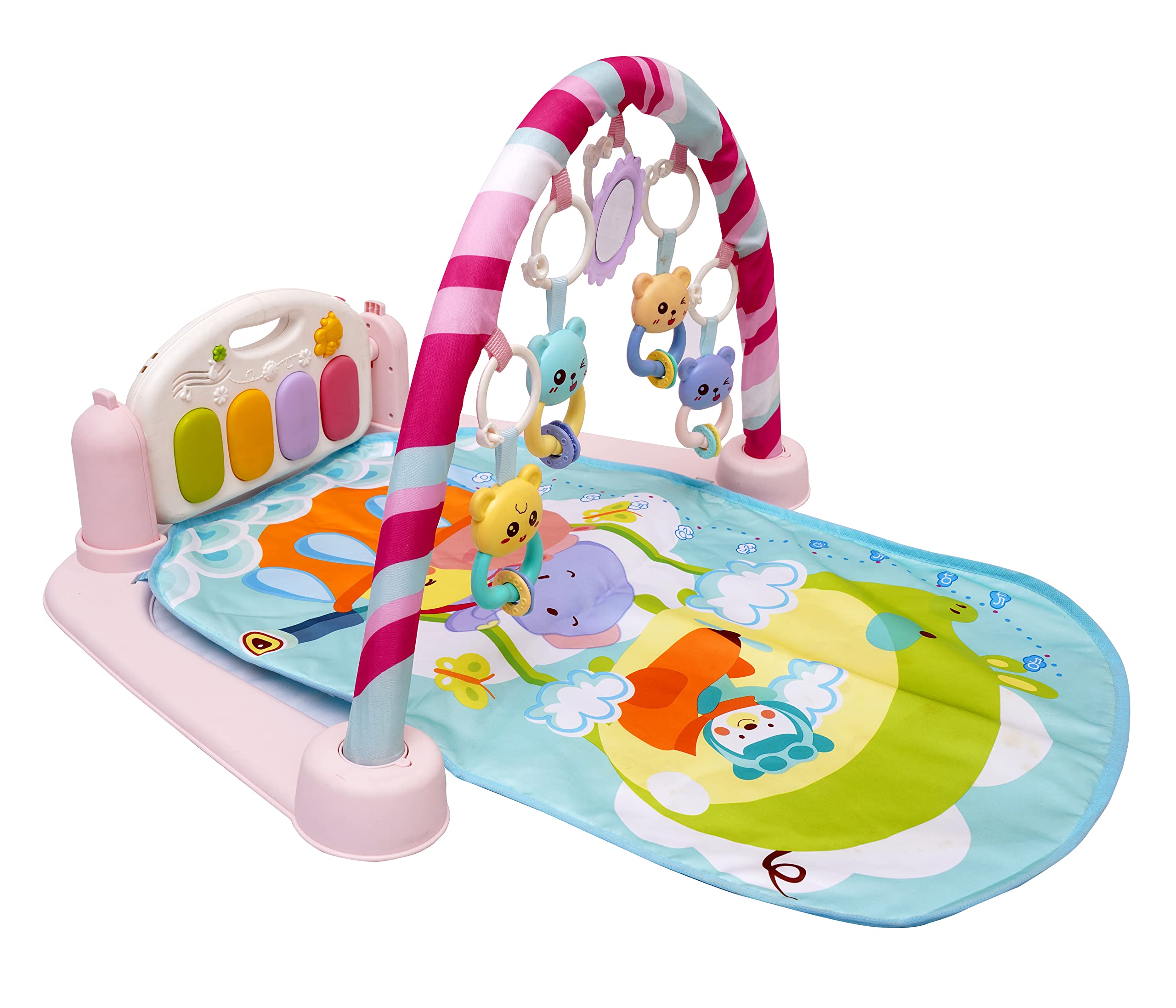 Yetli Indian Multifunctional Baby Gym Mat Includes A Musical Piano Keyboard Set With Animal Sound Effect And Music Mode,Gym Mat,Activity Toys,And A Mirror,Designed To Engage Babies From 0 To 2 Years 1