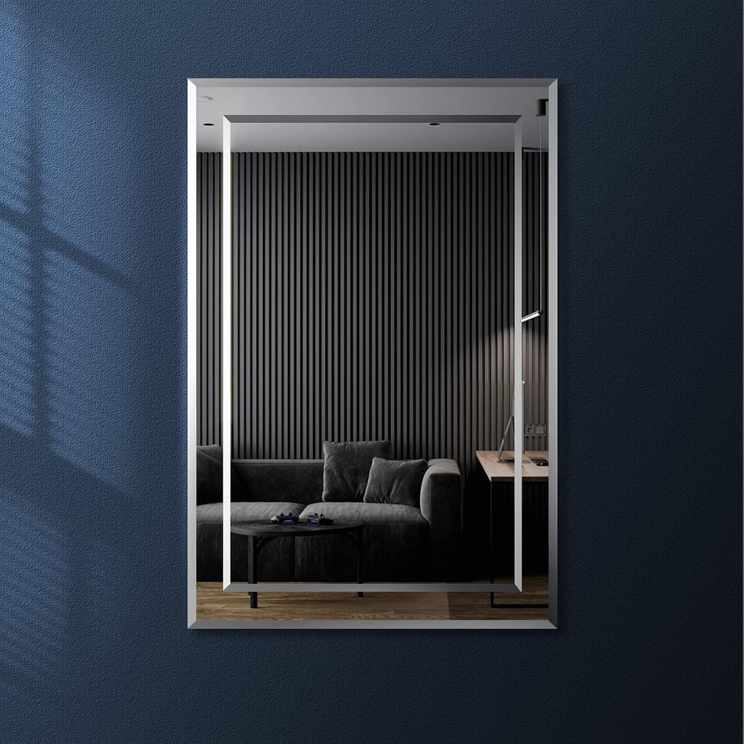 FRALIMK Mirror on Mirror Rectangle Bathroom Wall Mirror, 20x30 Inch Modern Frameless Bathroom Vanity Mirrors for Wall Decor Beveled Edge Rectangular Wall Mirror for Bedroom, Entryways, Living Room