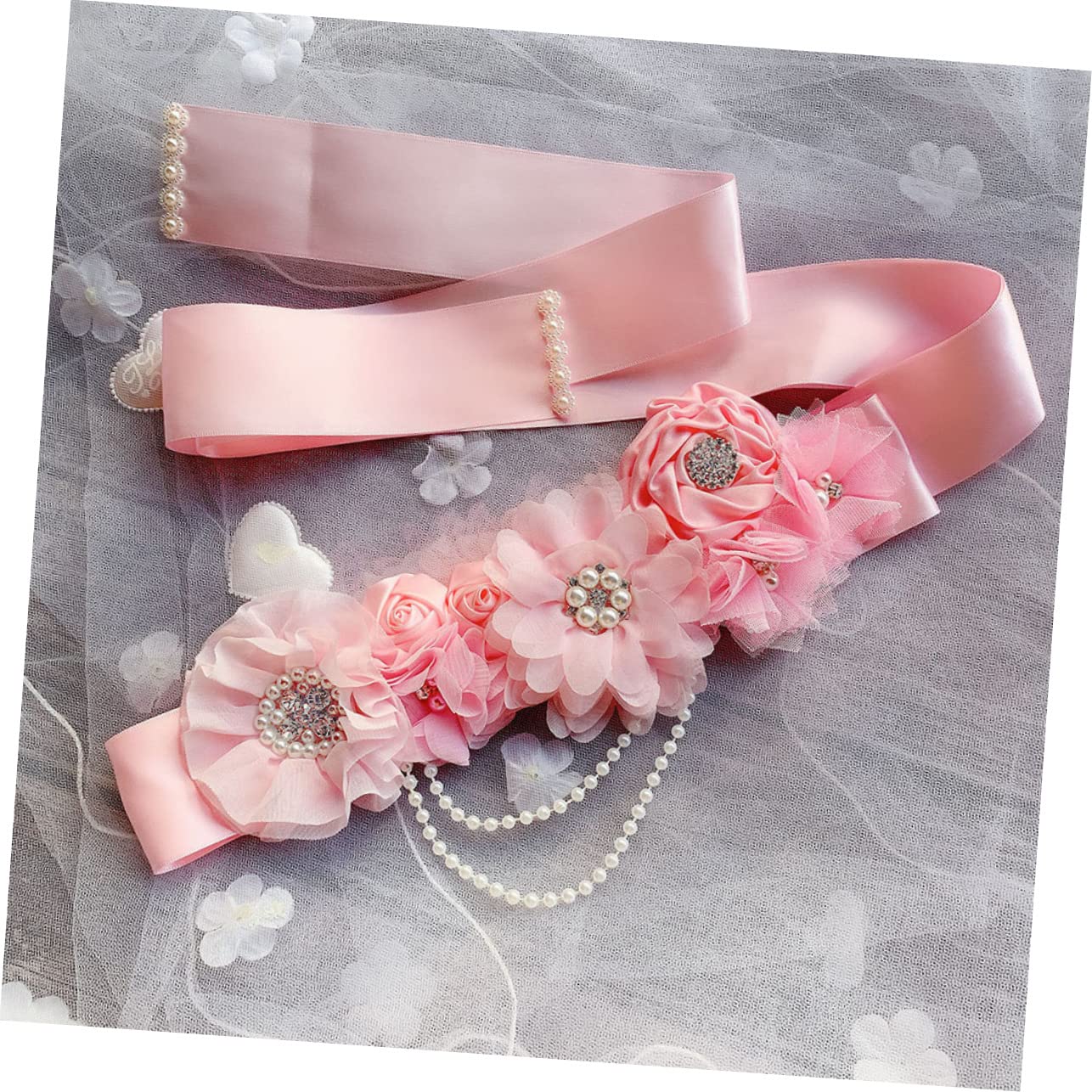 SHERCHPRY 3 Piezas Cinturón Boda Flor Faja Baby Shower Vientre Banda Bebé Ducha Traje Para Las Mujeres Fajas Para Accesorios Para Las Mujeres Novia Faja Ropa Formal Diamantes De Imitación