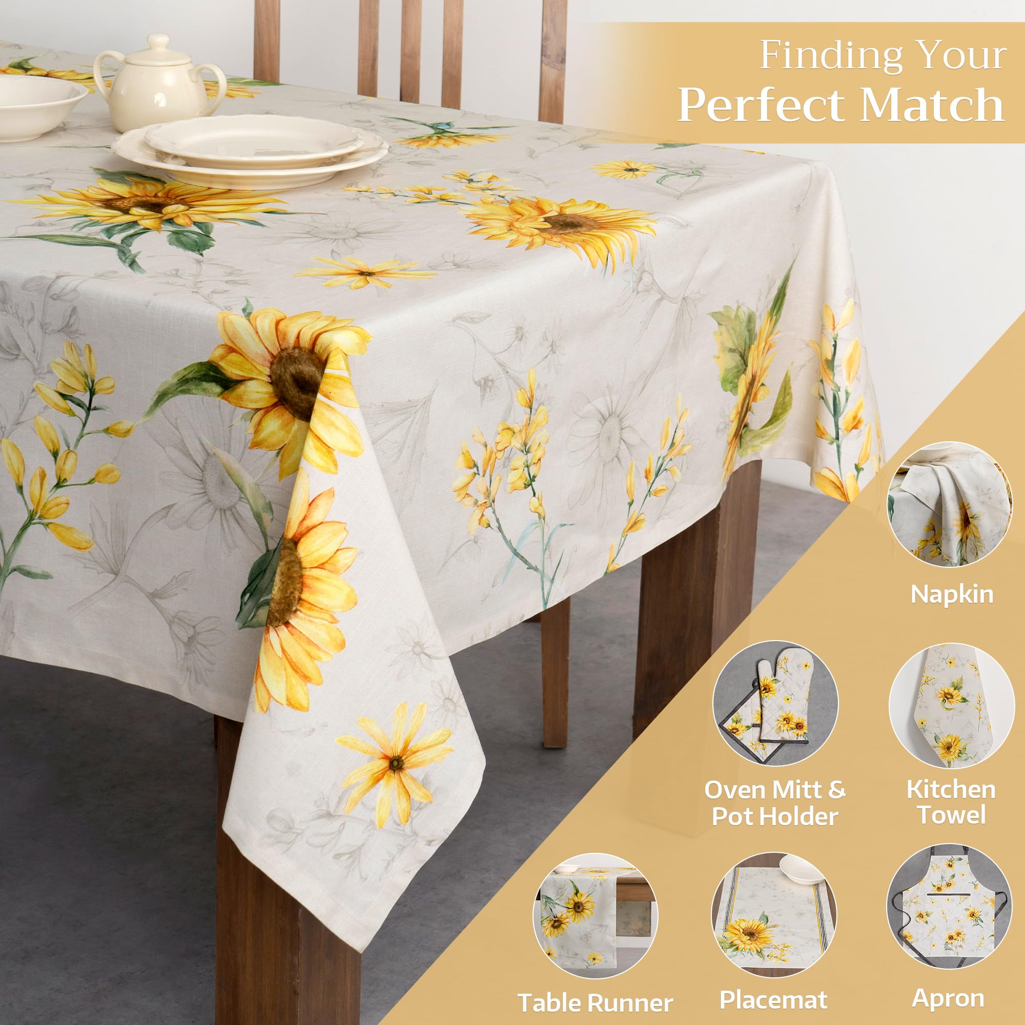 Maison d' Hermine Table Cloth Square Table 100% Cotton 54 x 54 Inches Tablecloth Reusable Decorative for Dining Kitchen Room Farmhouse Home Gifts for Mothers Day Spring Summer - Candice - 5
