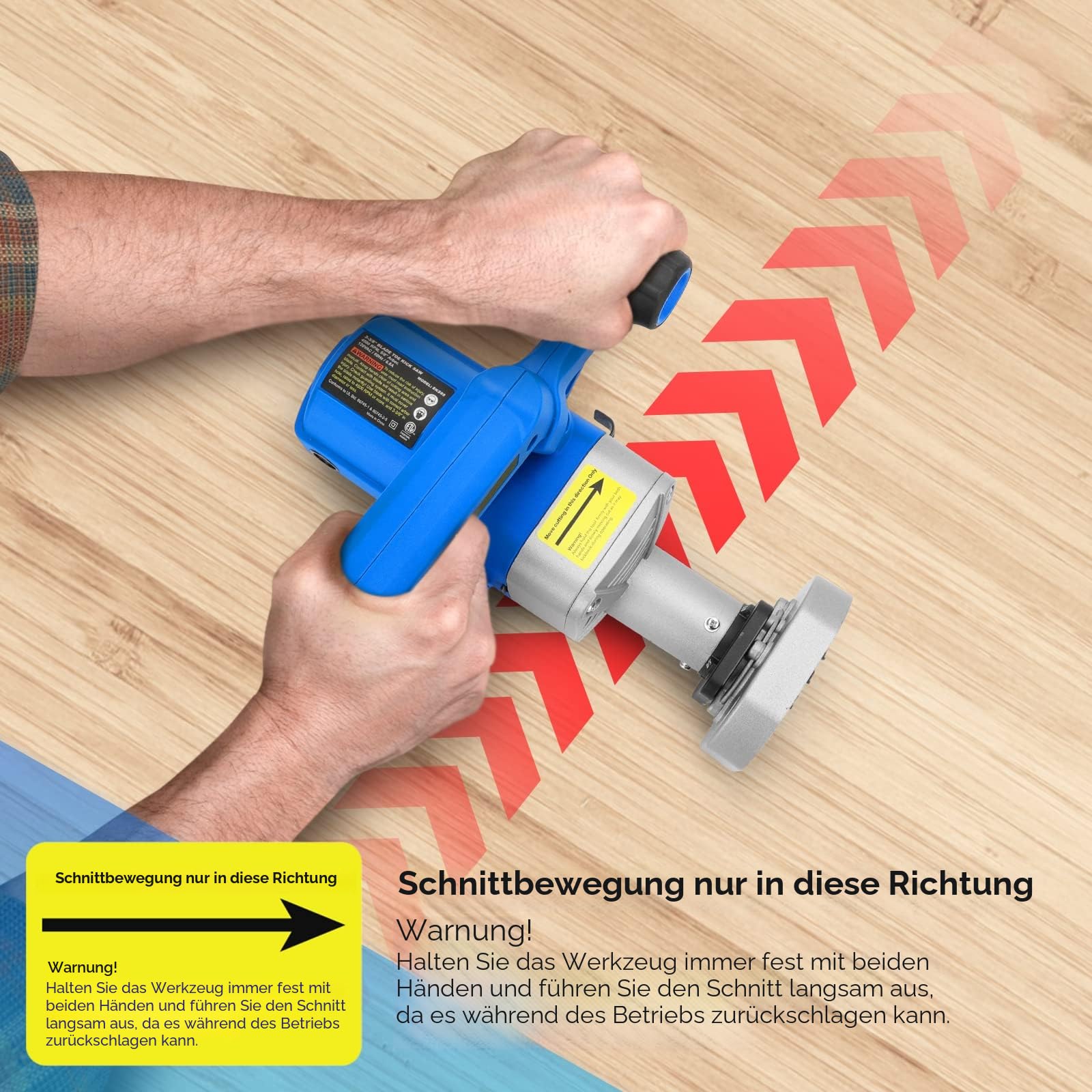Toe Kick Saw EKS85, Bündigschnittsäge, drei 3-3/8 Zoll Klingen, 2 für Holz, 1 für Fliesen und Steine, Spezialkreissäge zum Entfernen von Unterboden oder Fliesen, 230V 50Hz