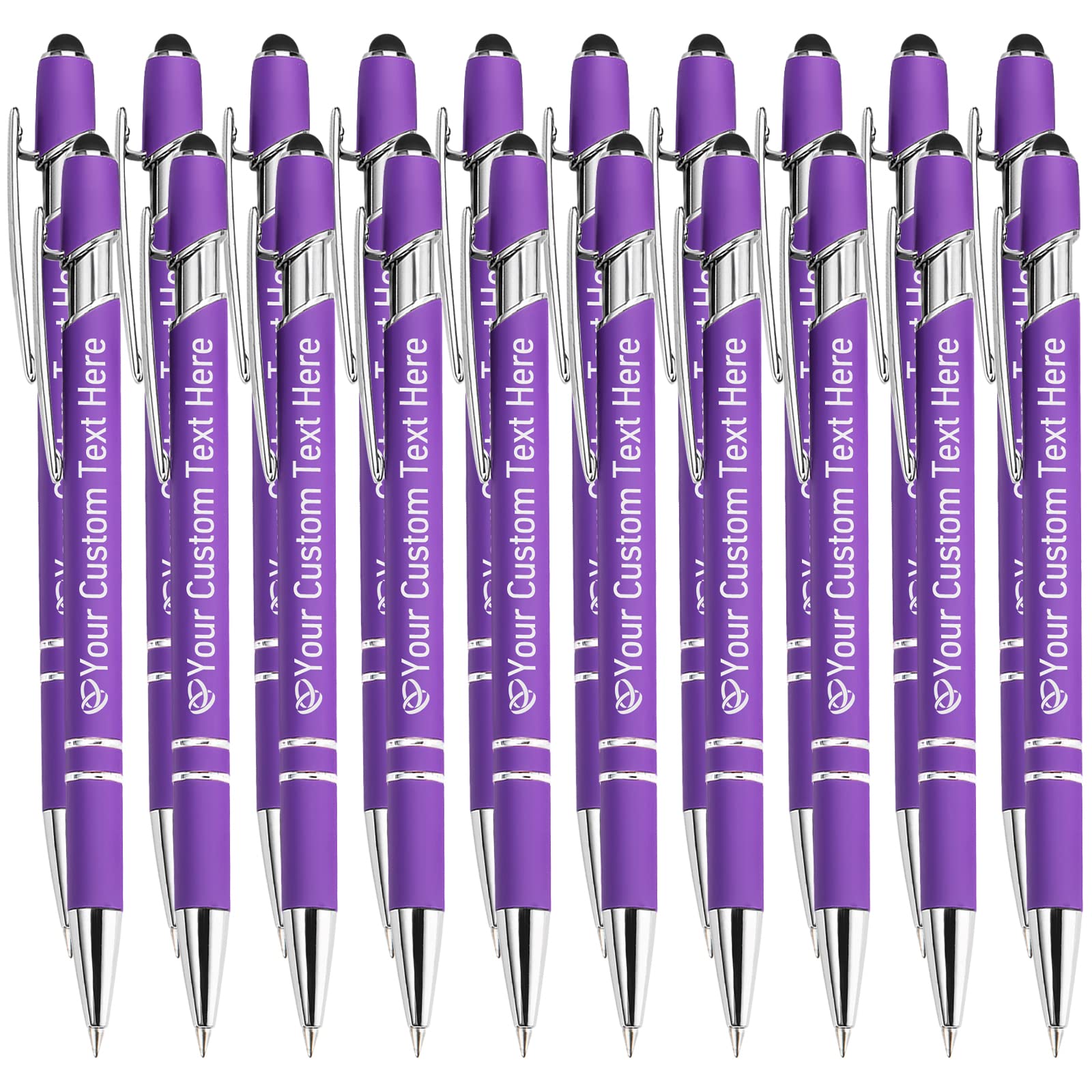 STREADVE Personalised Custom Pens with Name Engraved Logo Text Pen, Pack of 20 Customised Smooth Writing Pens Personalization Gift for Men Women Wedding Office Business Promotion, Purple