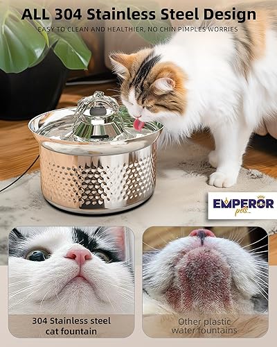 Miniatura 6 de Emperor Pets Filtros de fuente de agua para gatos  Paquete de 4 filtros de repuesto de acero inoxidable para gatos de 108 onzas3.2 L, 4 filtros