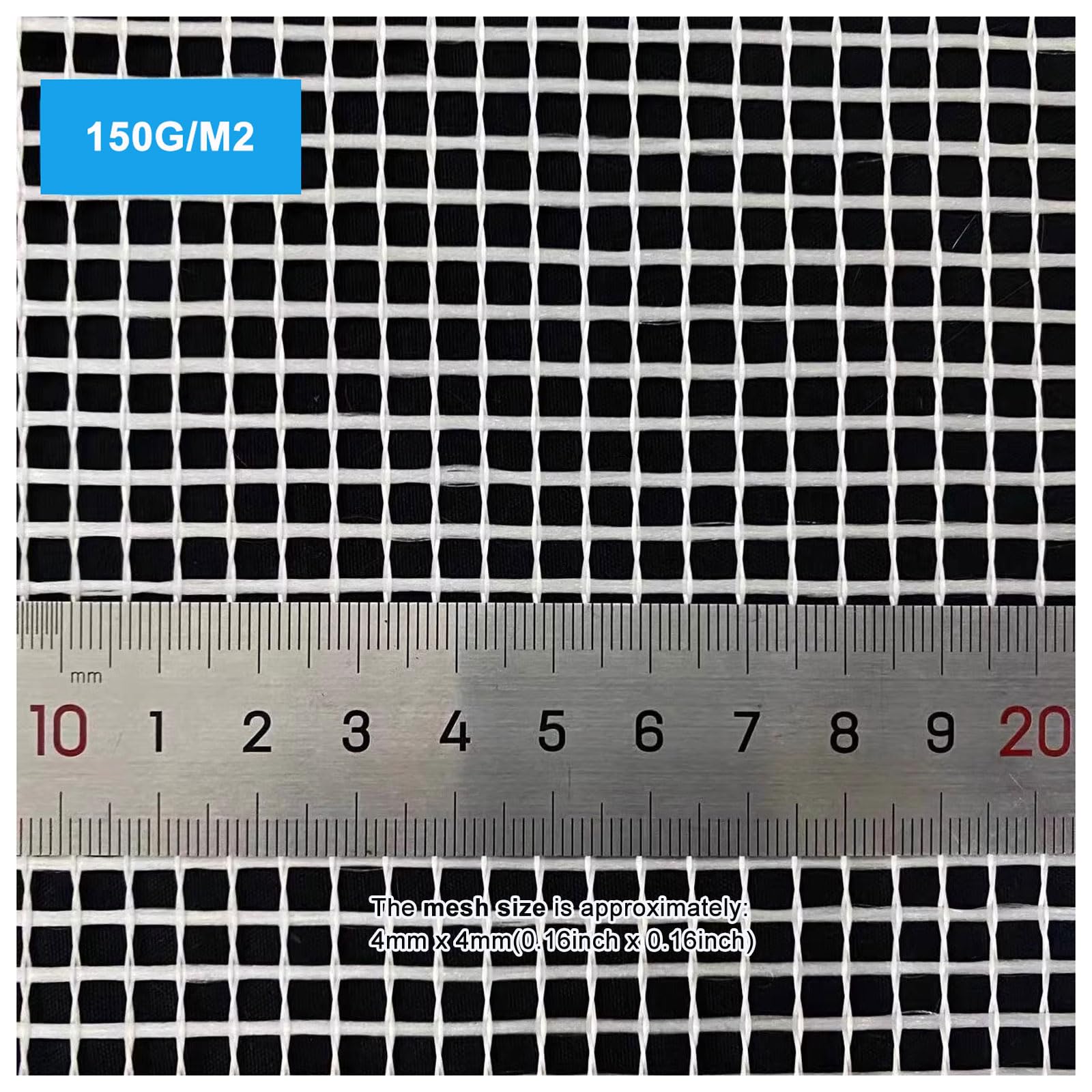 Malla de Fibra de Vidrio de Refuerzo para Impermeabilizar 4x4mm Exterior | Rollo Malla de Refuerzo 150g/m² Impermeabilización y Reparación para Refuerzo de Paredes y Prevención de Grietas