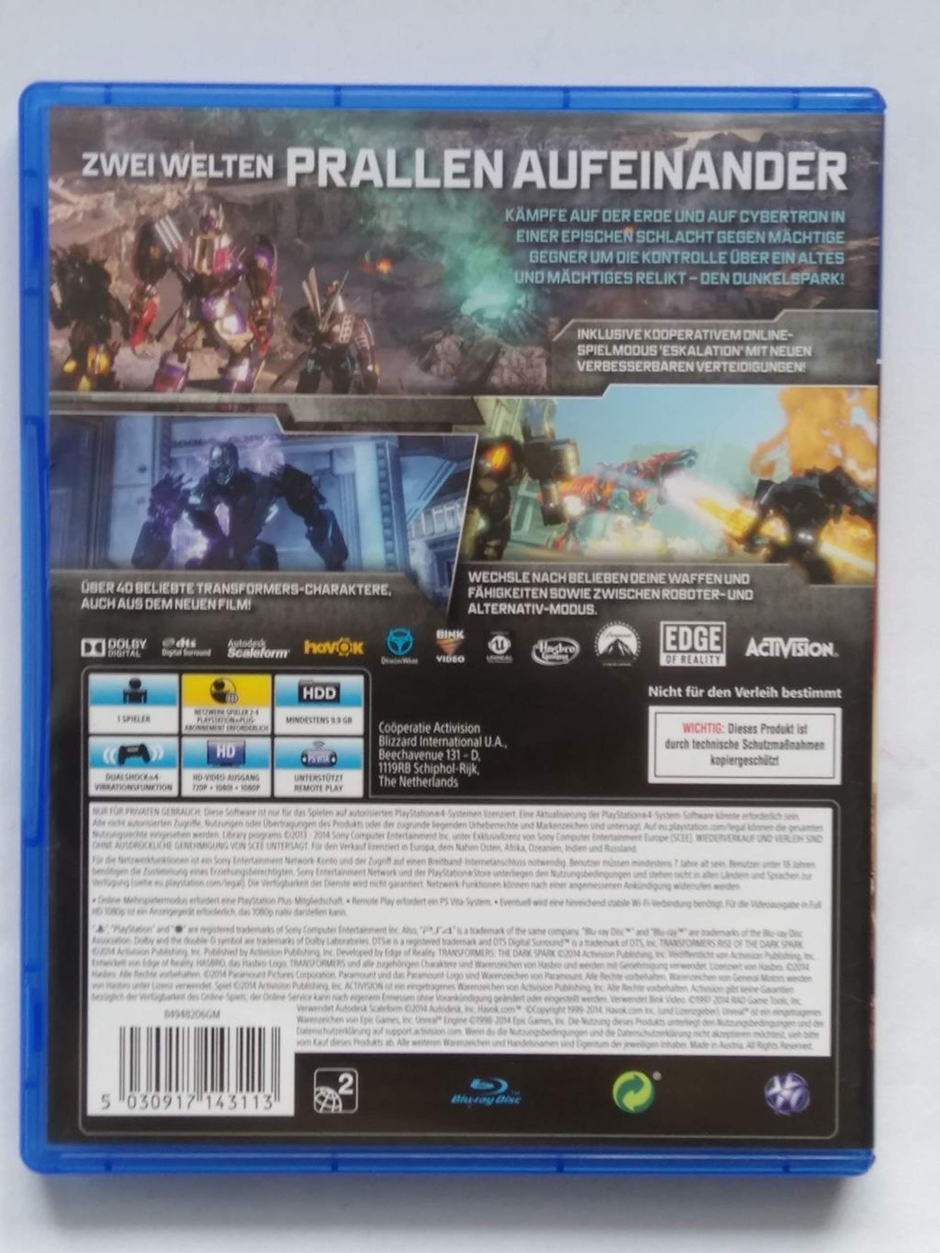 Transformers: The Dark Spark - [PlayStation 4]