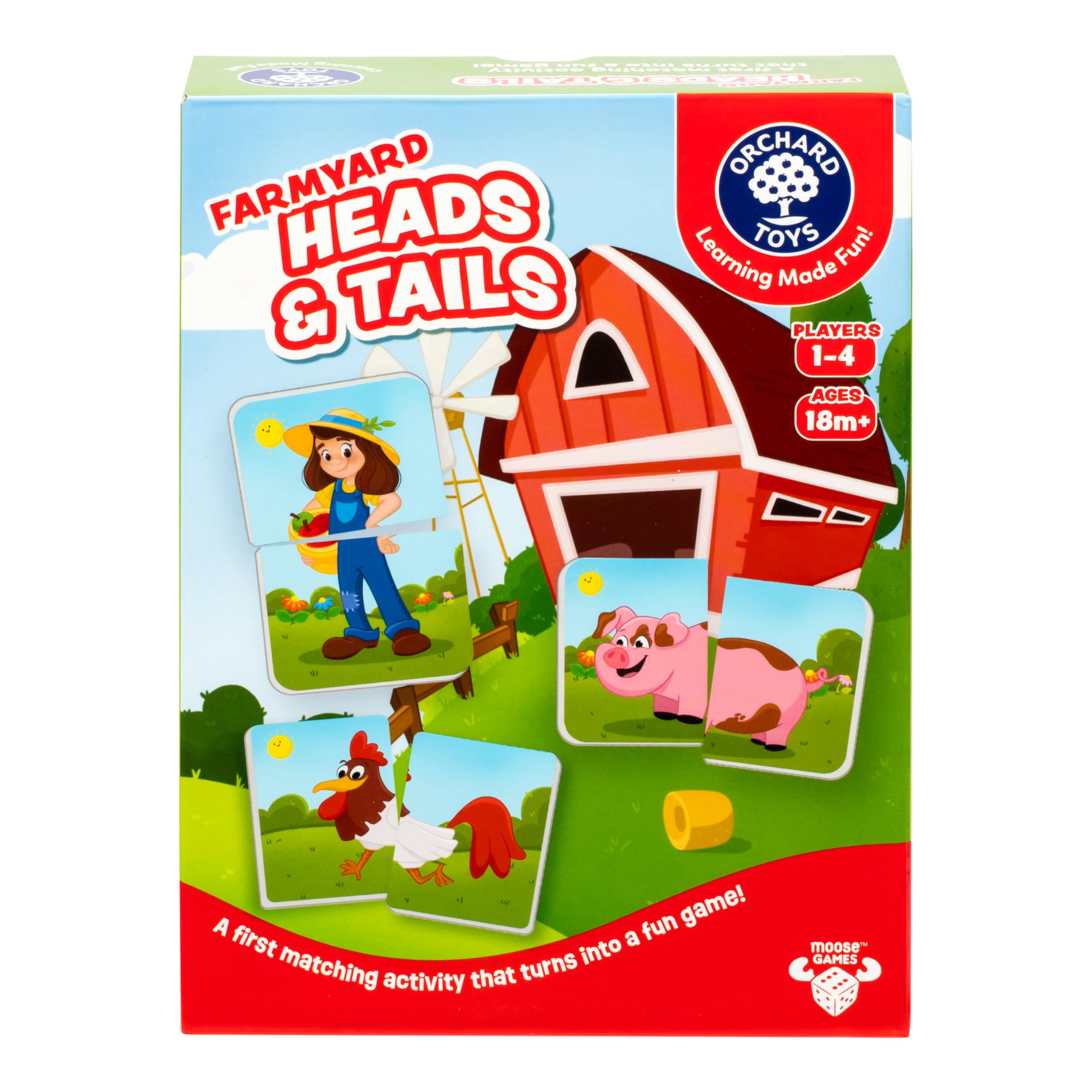 ORCHARD TOYS, Farmyard Heads & Tails Game - New Art, A First Matching Activity That Develops Into a Fun Game, 24 Updated Chunky Cards, Age 18 Months+, 1-4 Players