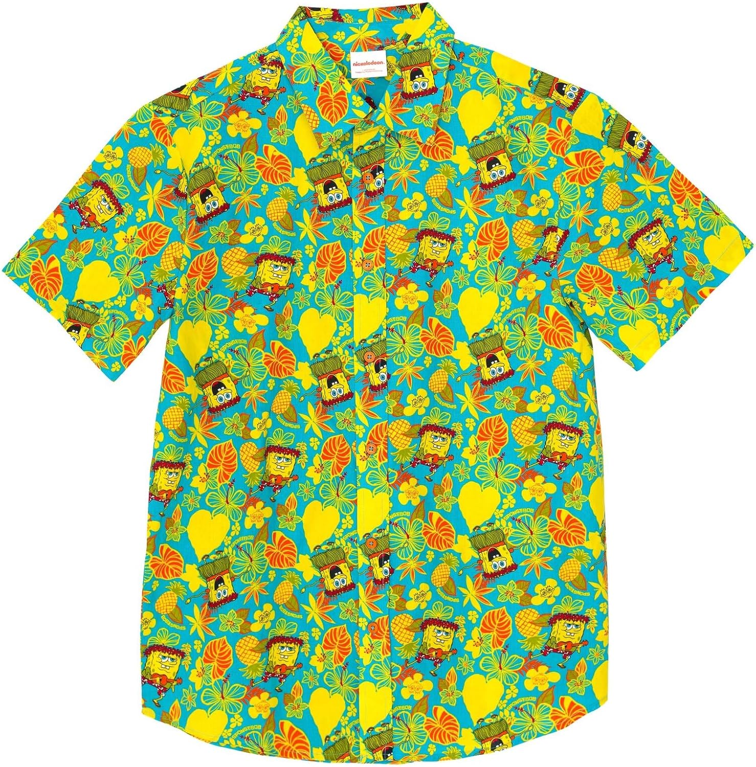 SPONGEBOB SQUAREPANTS Hawaiian Adult Matching Family Hawaiian Button Down Shirt Sizes (X-Small - 2XL)