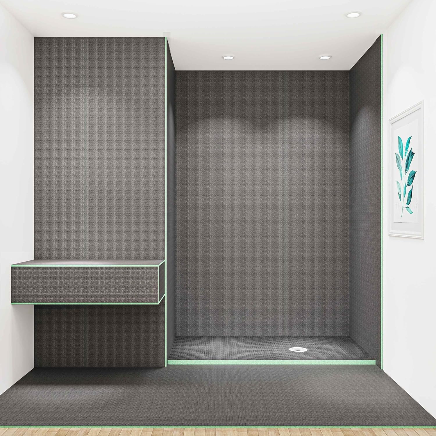 Panel de construcción XPS - 2 piezas 1200x600 mm (=1,44m²) | Placa de construcción impermeable para baño y aseo | Aislamiento de pared y suelo (gris, 1200x600x20 mm)