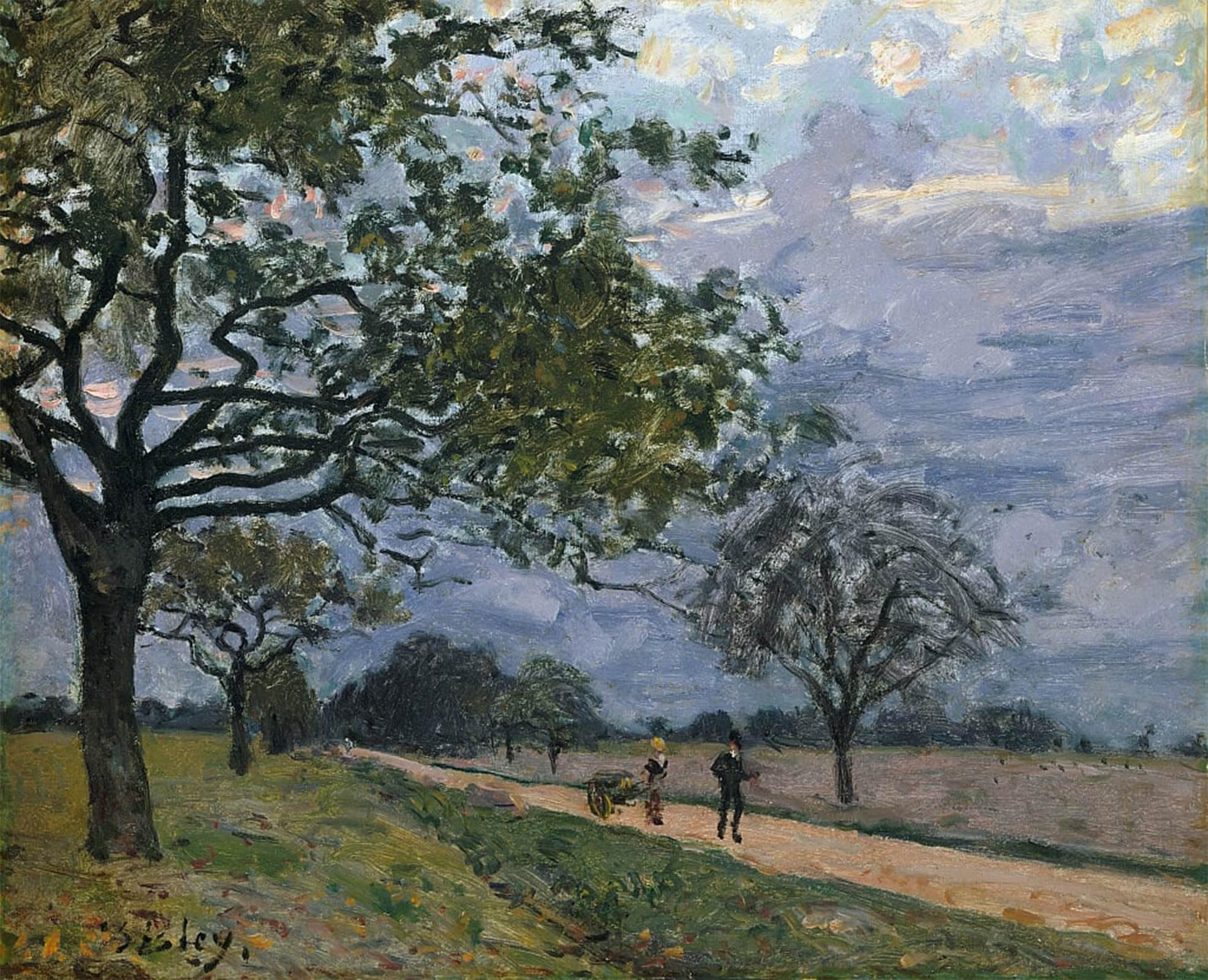 ARTXLXXBN Famous Prints Artwork Pictures Poster Painting Art the Road From Versailles to Louveciennes Probably by Alfred Sisle Artwork Landscape Pictures for Home Decor 60x90cm