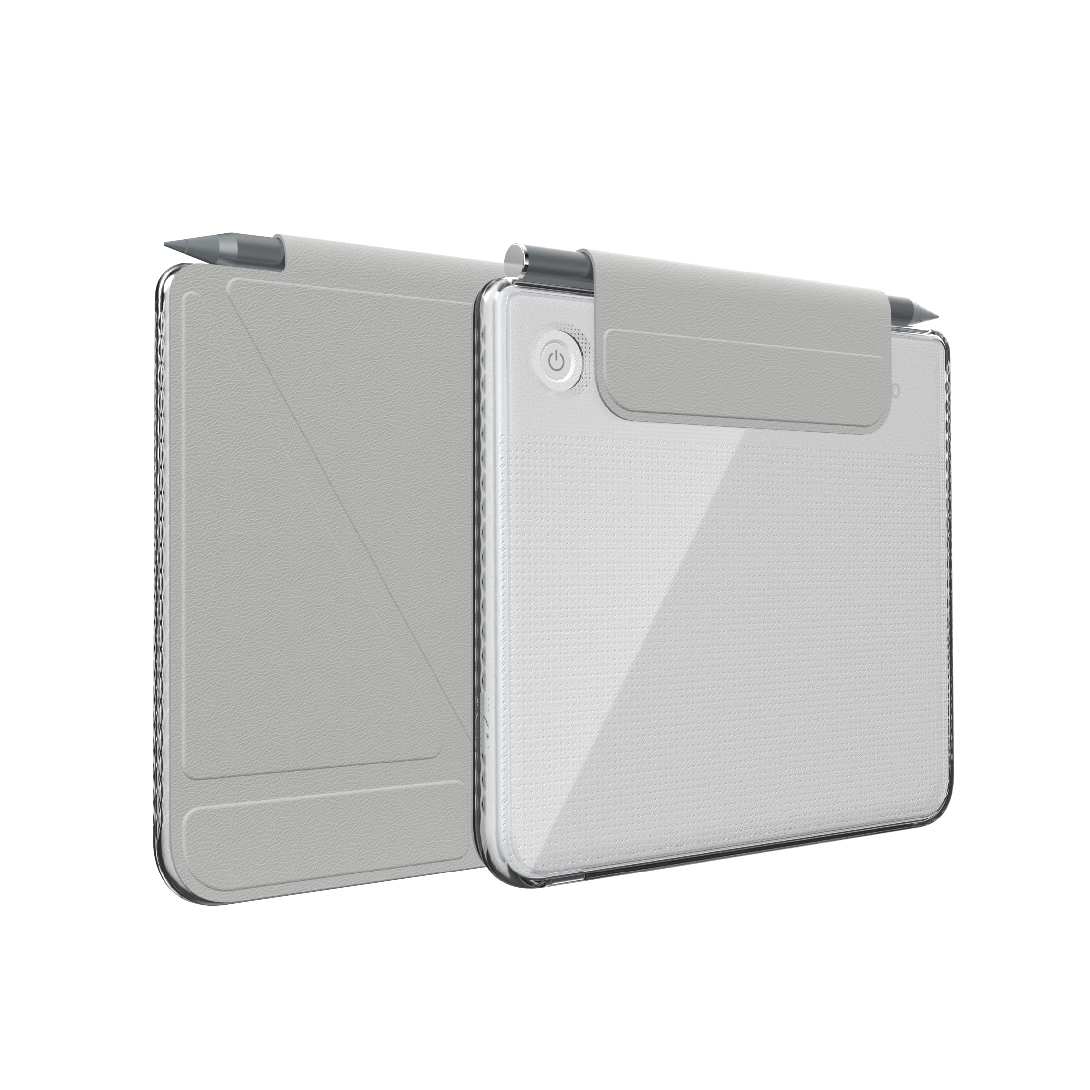 TUDIA M-Flip Coque Magnétique Transparente Amovible Compatible avec Kobo Libra Colour (2024) [Veille/Réveil Automatique] Étui Arrière Transparent Pliable avec Porte-Stylet (Gris) - 1