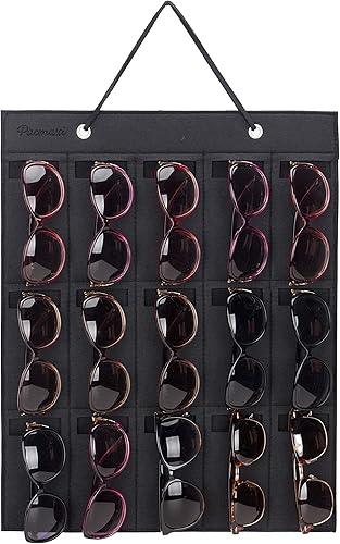 Pacmaxi - Organizador de lentes de sol con bolsillos, organizador de pared por Sunglasses, soporte de almacenamiento colgante para lentes, exhibidor