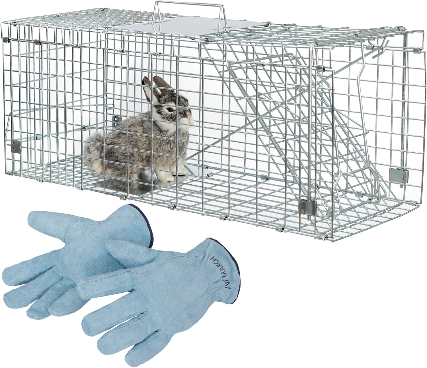ANT MARCH Live Animal Cage Trap 24"x8.5"x7.5'' Steel Humane Release Rodent Cage for Stray Cat, Rabbits, Squirrel, Mole, Gopher, Chicken, Opossum, Skunk, Chipmunks, Groundhog Squire Small AnimalsStyle