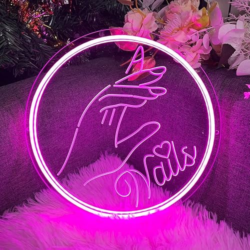 Miniatura 4 de NAILS Letrero de neón para spa sala de belleza Cejas de uñas con pestañas de salón de estudio Diseño de talla de arte 3D Decoración de pared LED